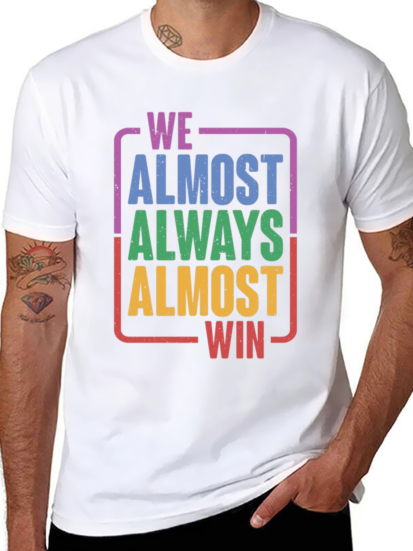 Black We Almost Always Almost Win T-Shirt - Funny Graphic Tee view 8