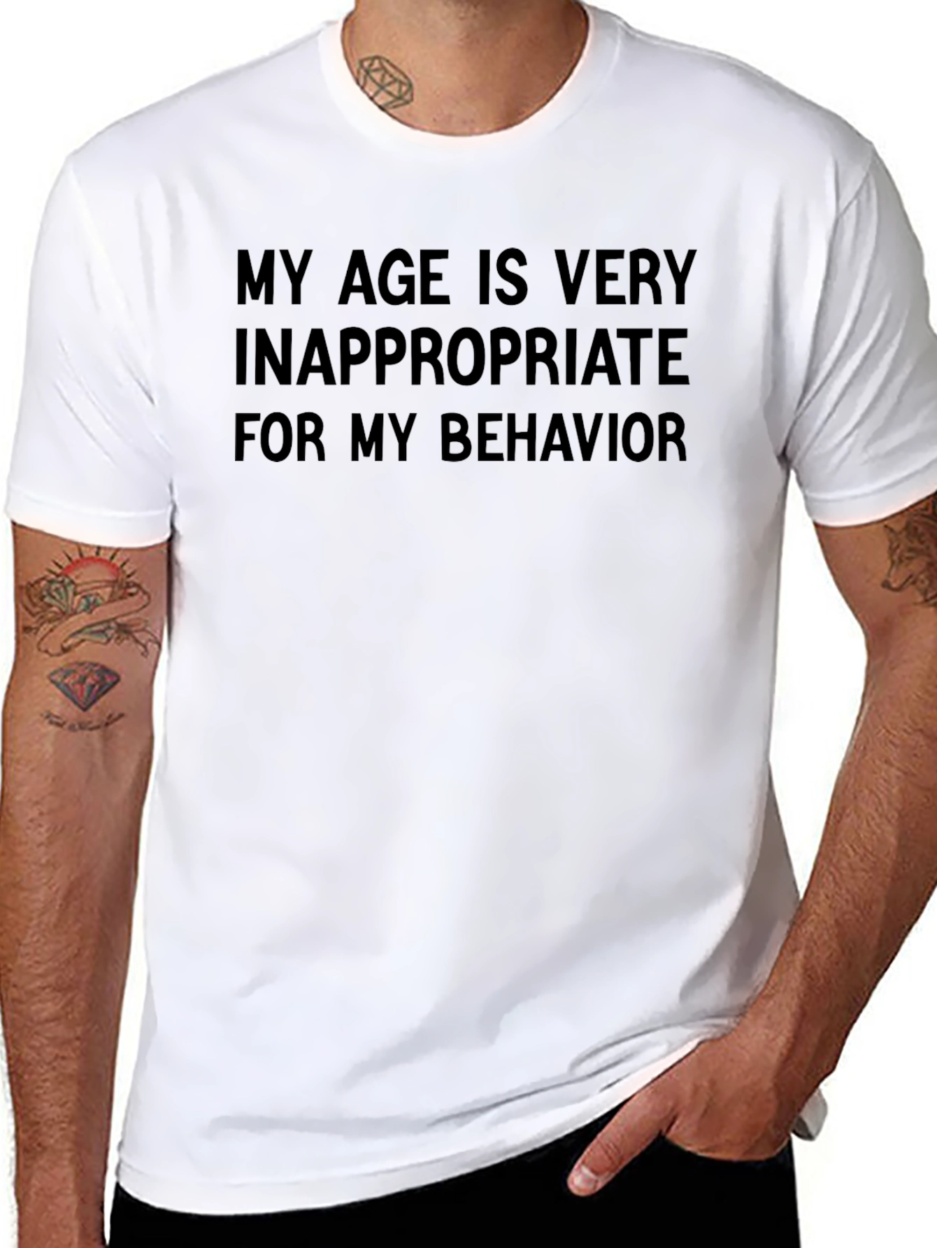 Black Inappropriate Age T-Shirt - Funny Sarcastic Tee view 8