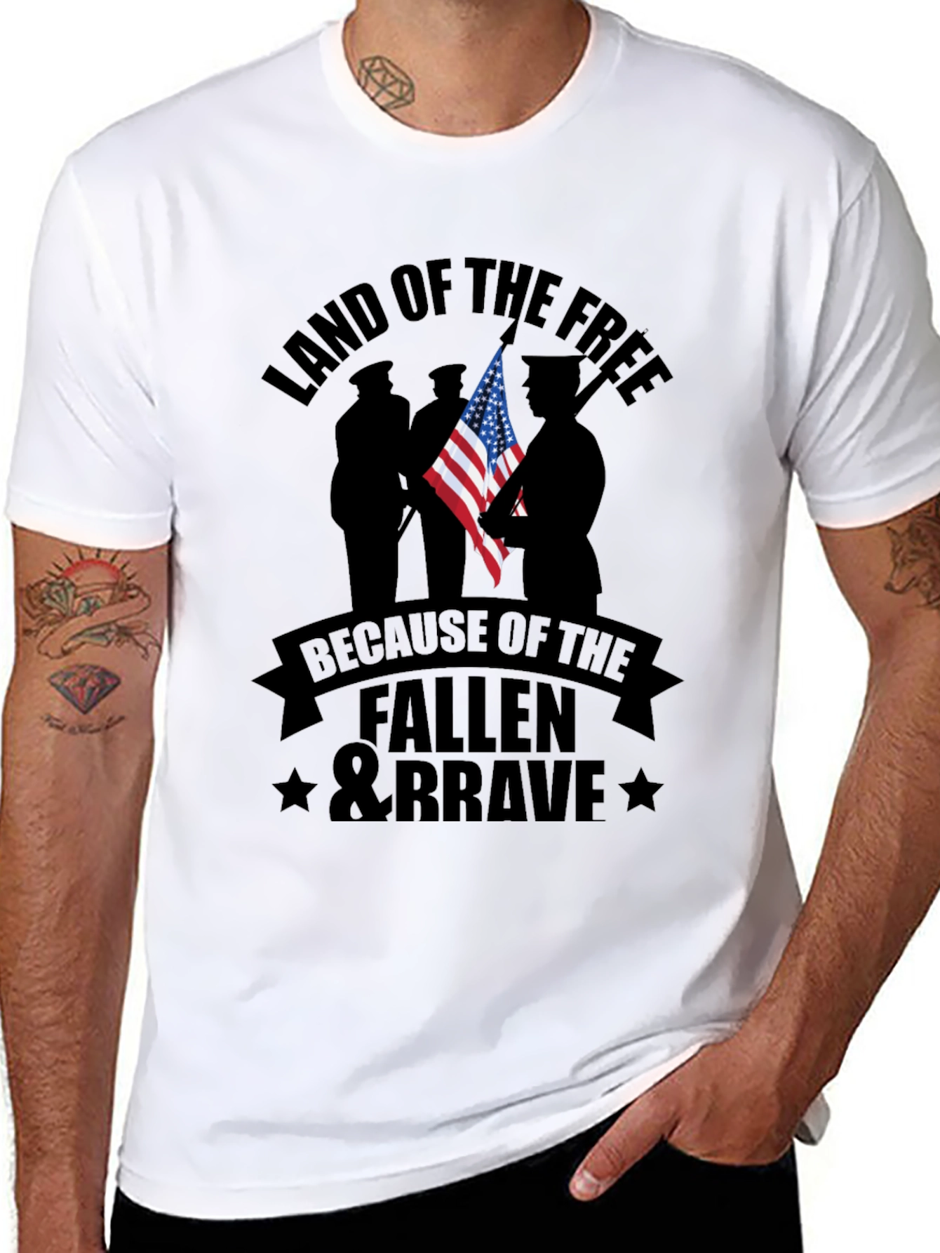 Black Land of the Free Fallen & Brave Graphic Tee view 8