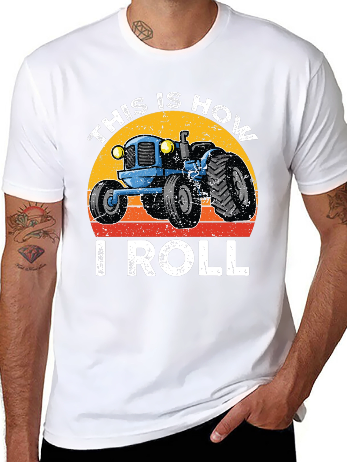 Black This is How I Roll Tractor Graphic Tee view 8
