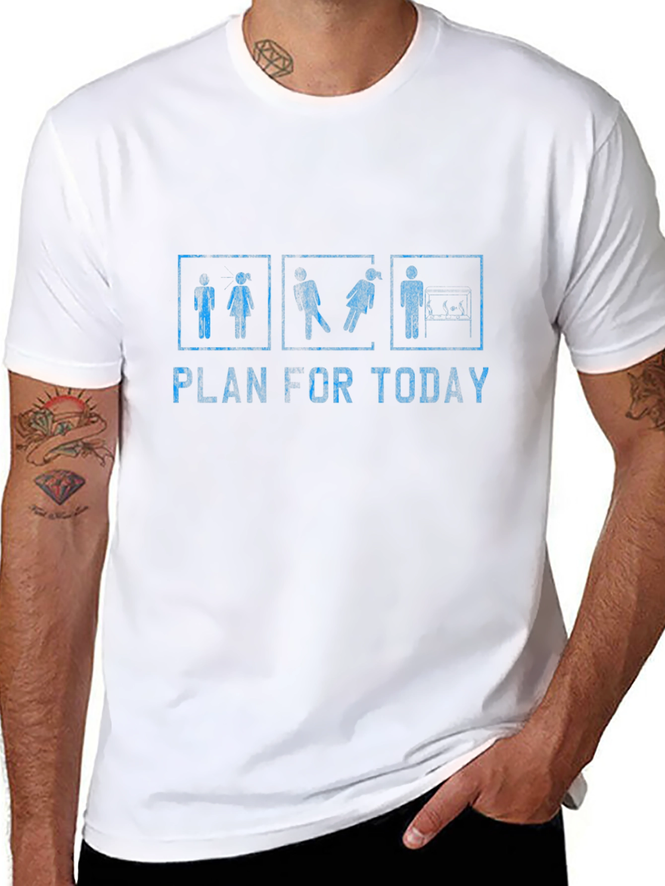 Black Humorous "Plan for Today" Graphic Tee - Black view 8