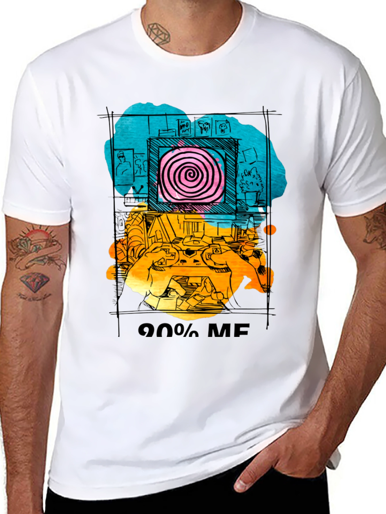 Black 90% Me Graphic T-Shirt - Quirky Artistic Tee view 8