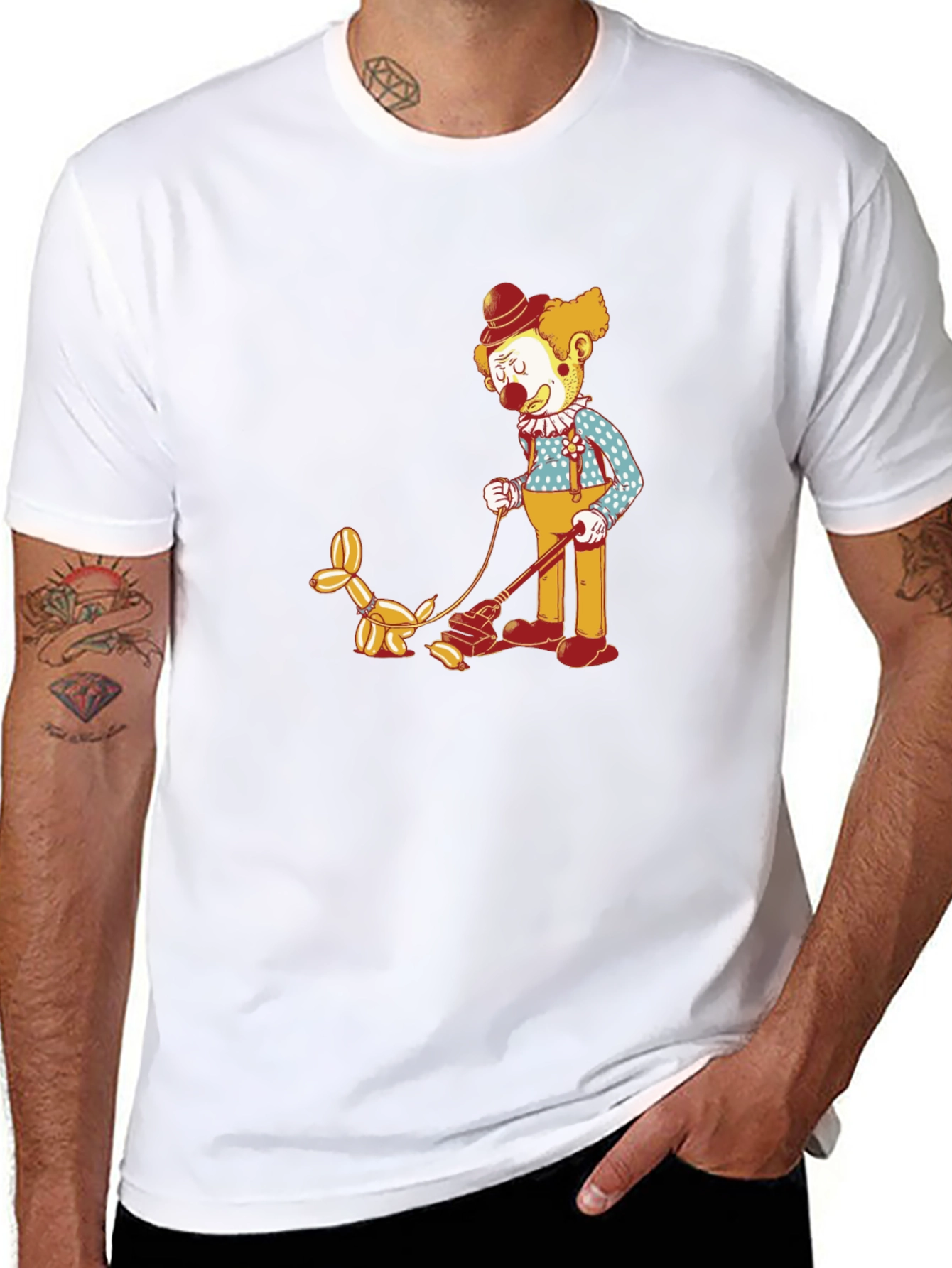Black Clown Walking Balloon Dog T-Shirt view 8