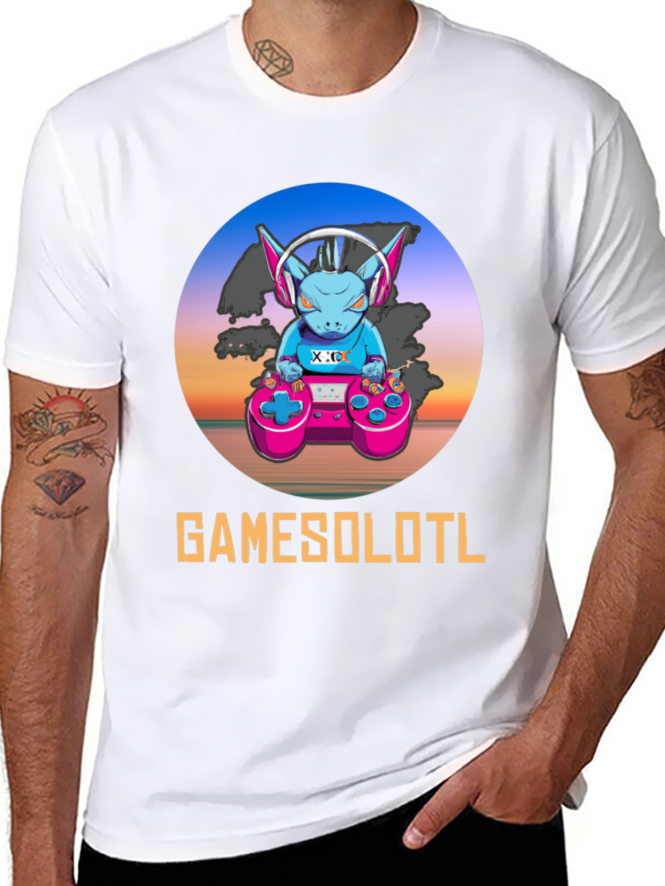 Black GAMESOLOTL Black Gaming T-Shirt  view 8