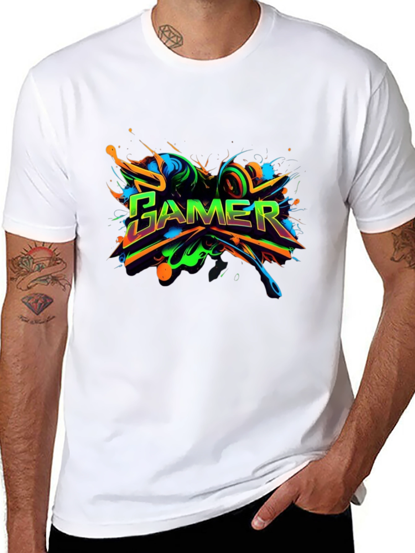 Black Gamer Graphic Tee - Vivid Design, Soft Fabric view 8