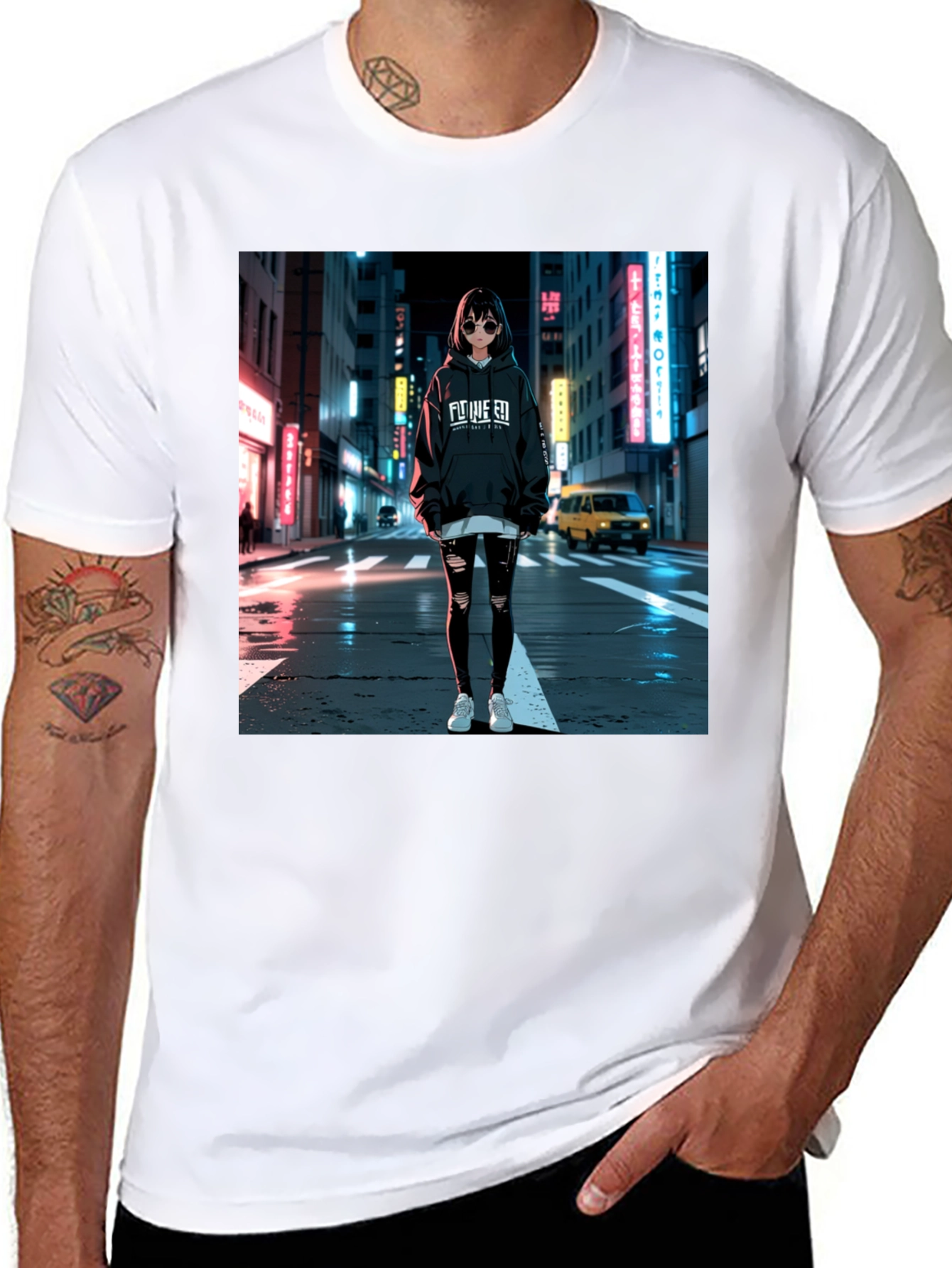 Black Anime Girl Graphic Black T-Shirt view 8