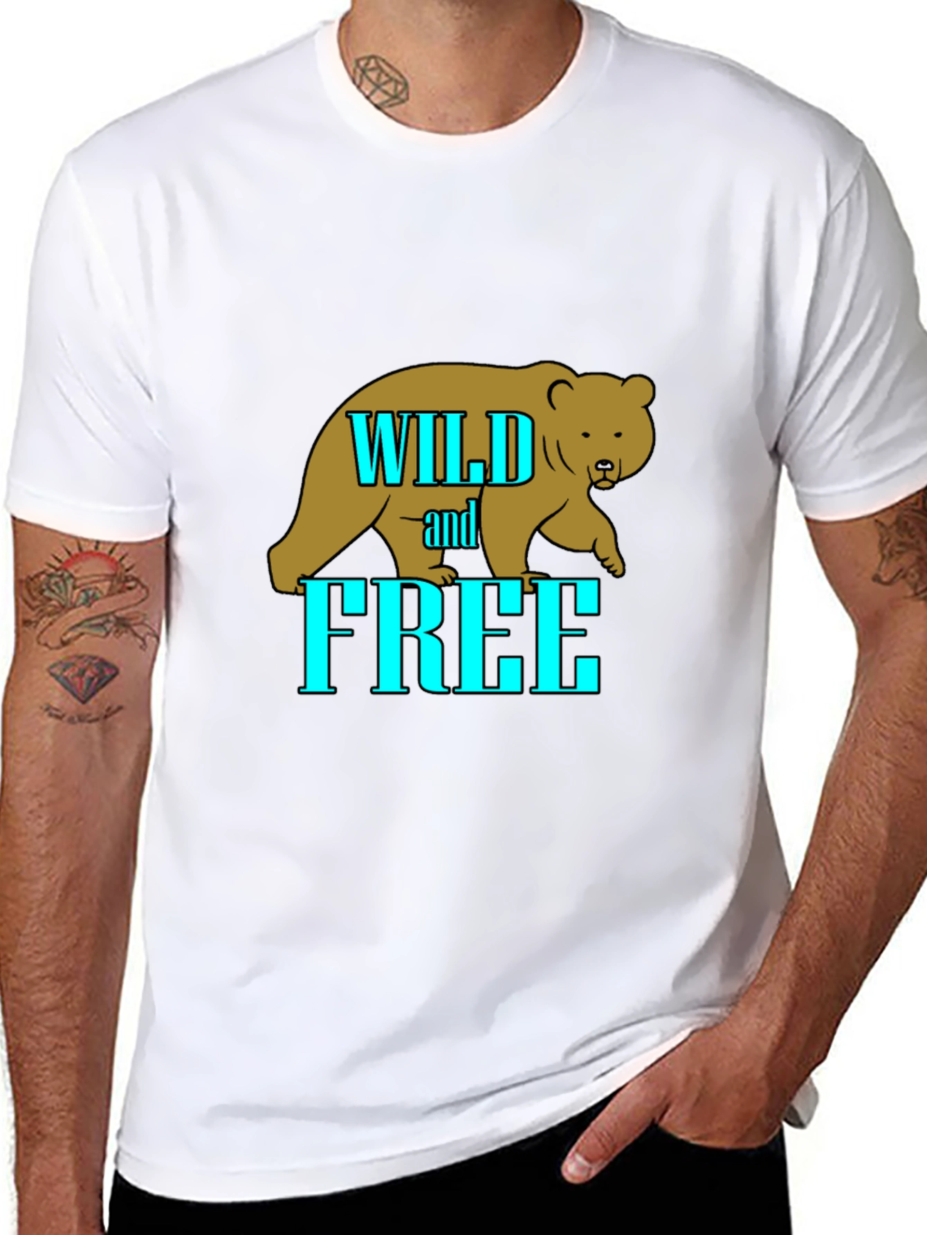 Black Wild and Free Bear Graphic T-Shirt - Black view 8