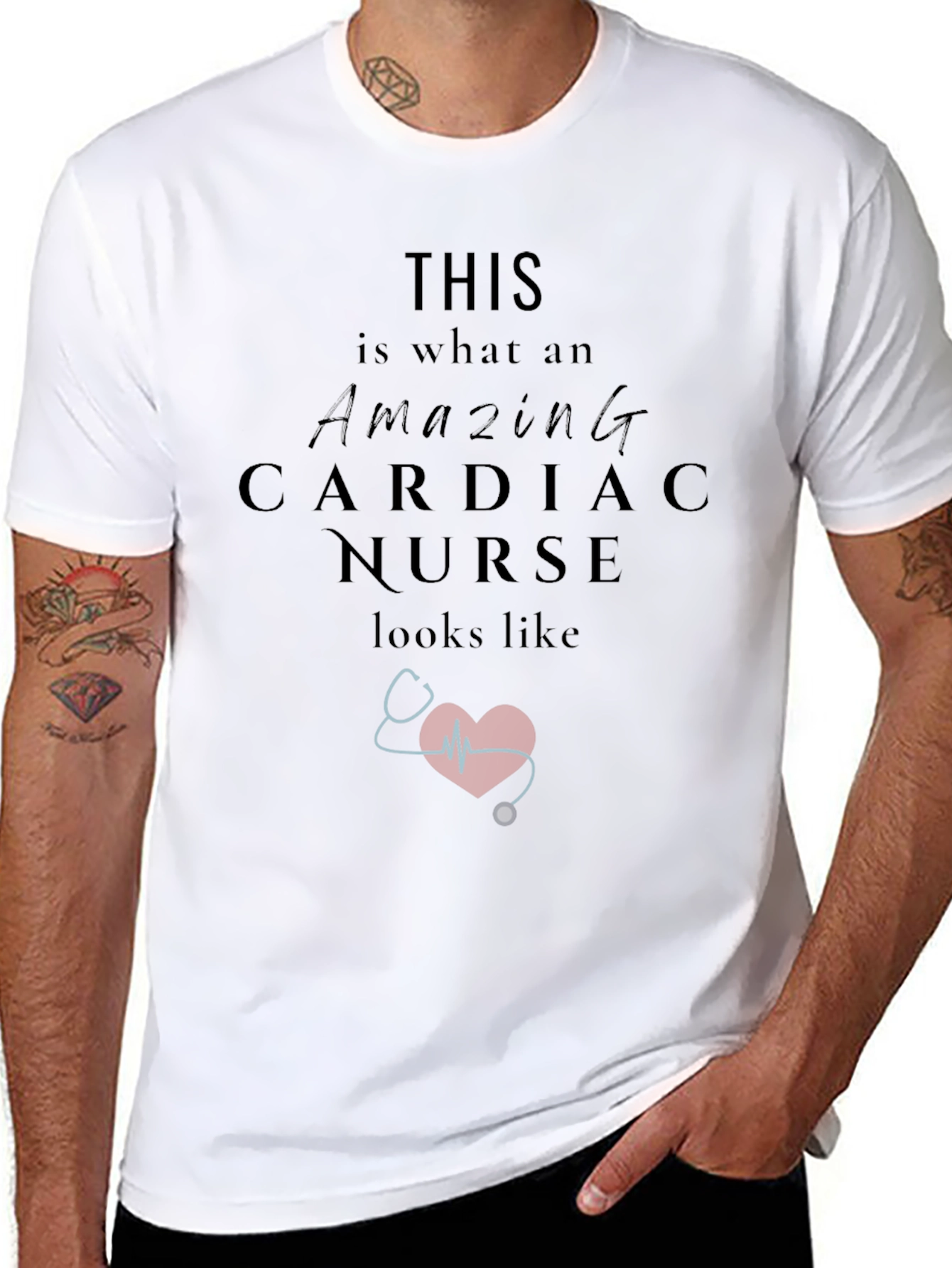 Black Amazing Cardiac Nurse Graphic T-Shirt view 8