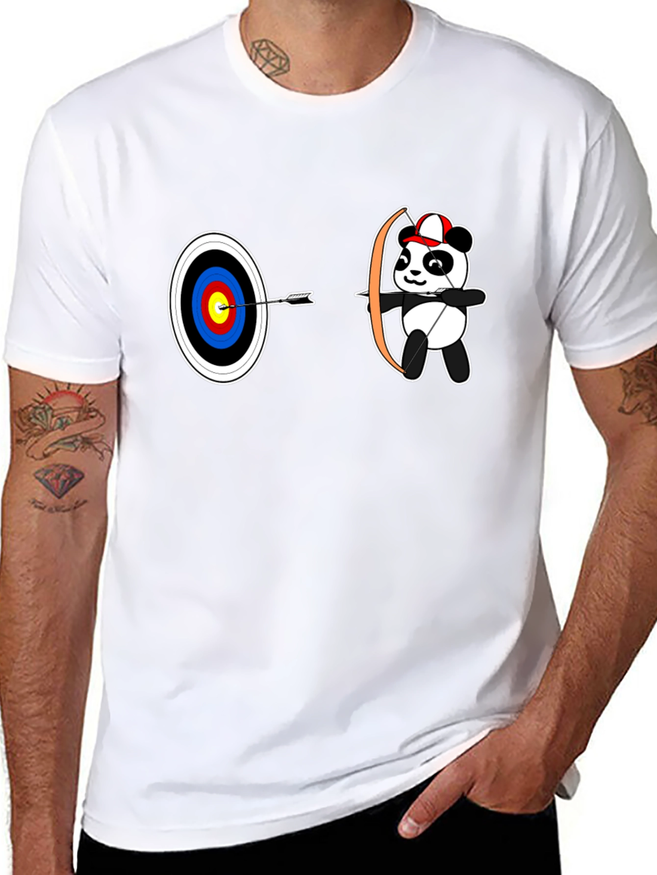 Black Archery Panda Graphic Tee - Black Cotton T-Shirt view 8