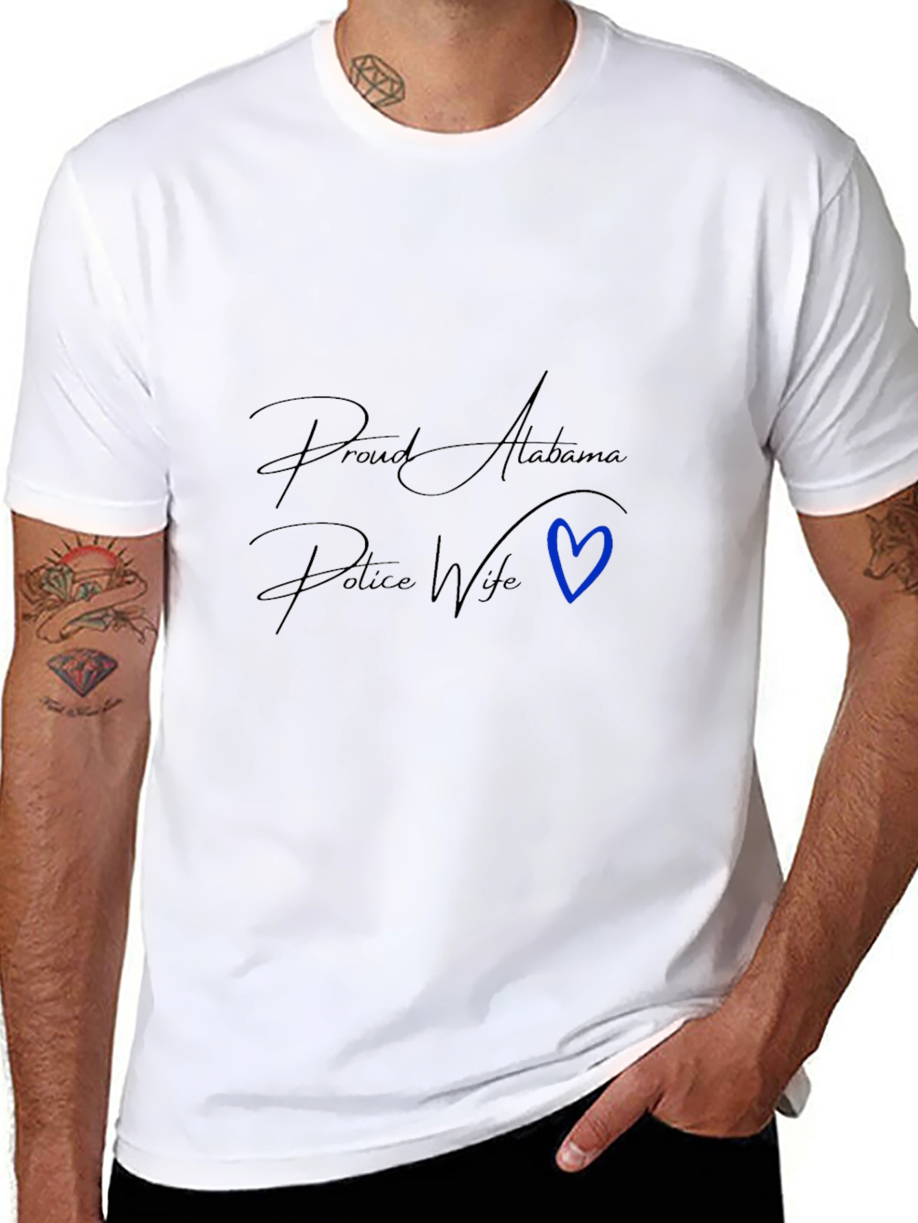 Black Proud Alabama Police Wife Graphic Tee view 8