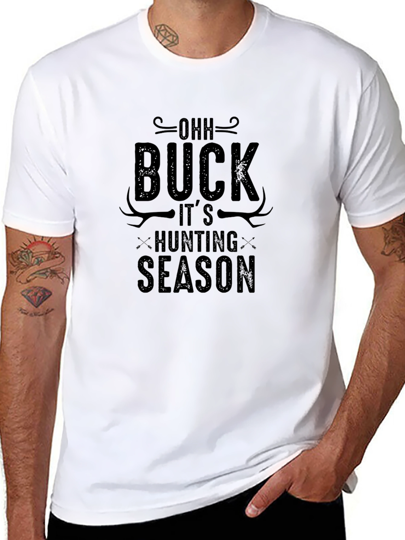 Black OOH BUCK It's Hunting Season Black T-Shirt view 8