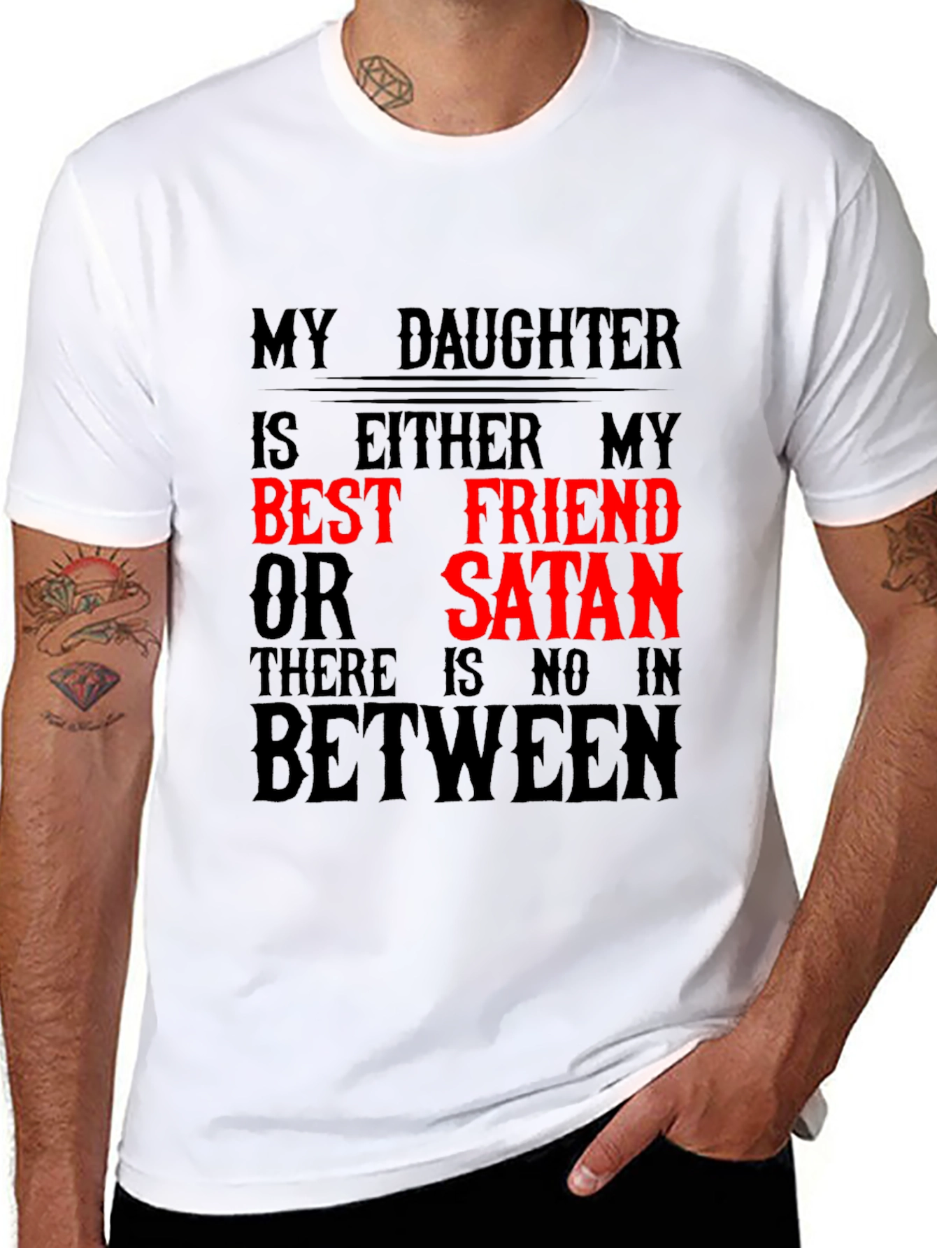 Black My Daughter Best Friend or Satan Graphic T-Shirt view 8