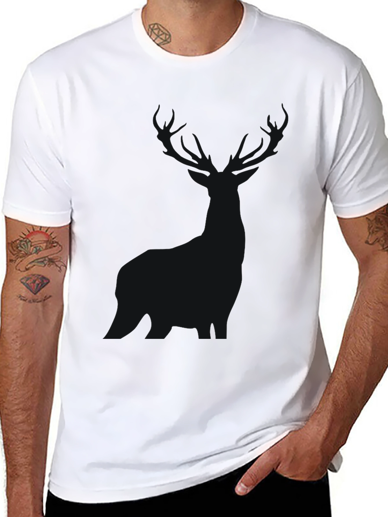 Black Men's Classic Black Crew Neck T-Shirt view 8