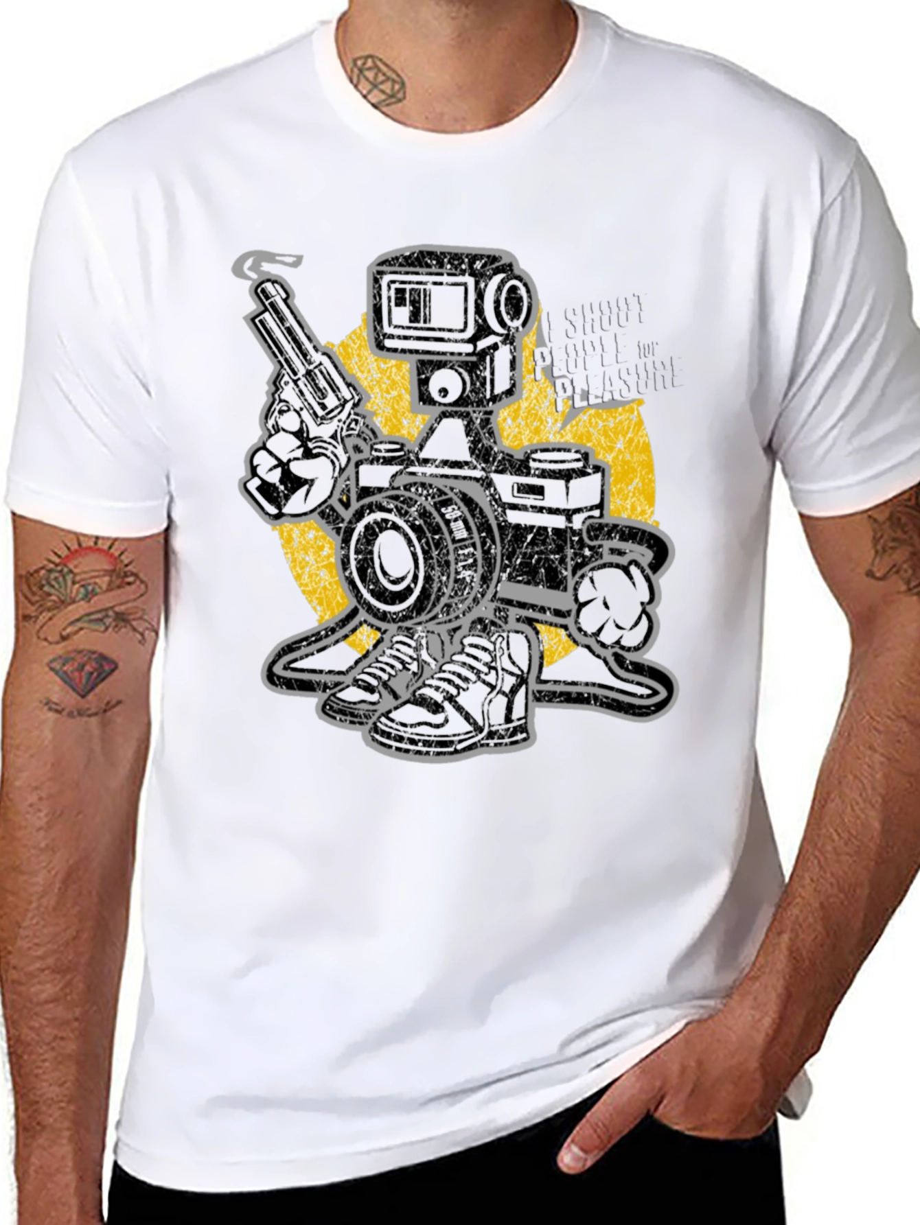 Black Retro Camera Robot T-Shirt - Shoot for Pleasure view 8