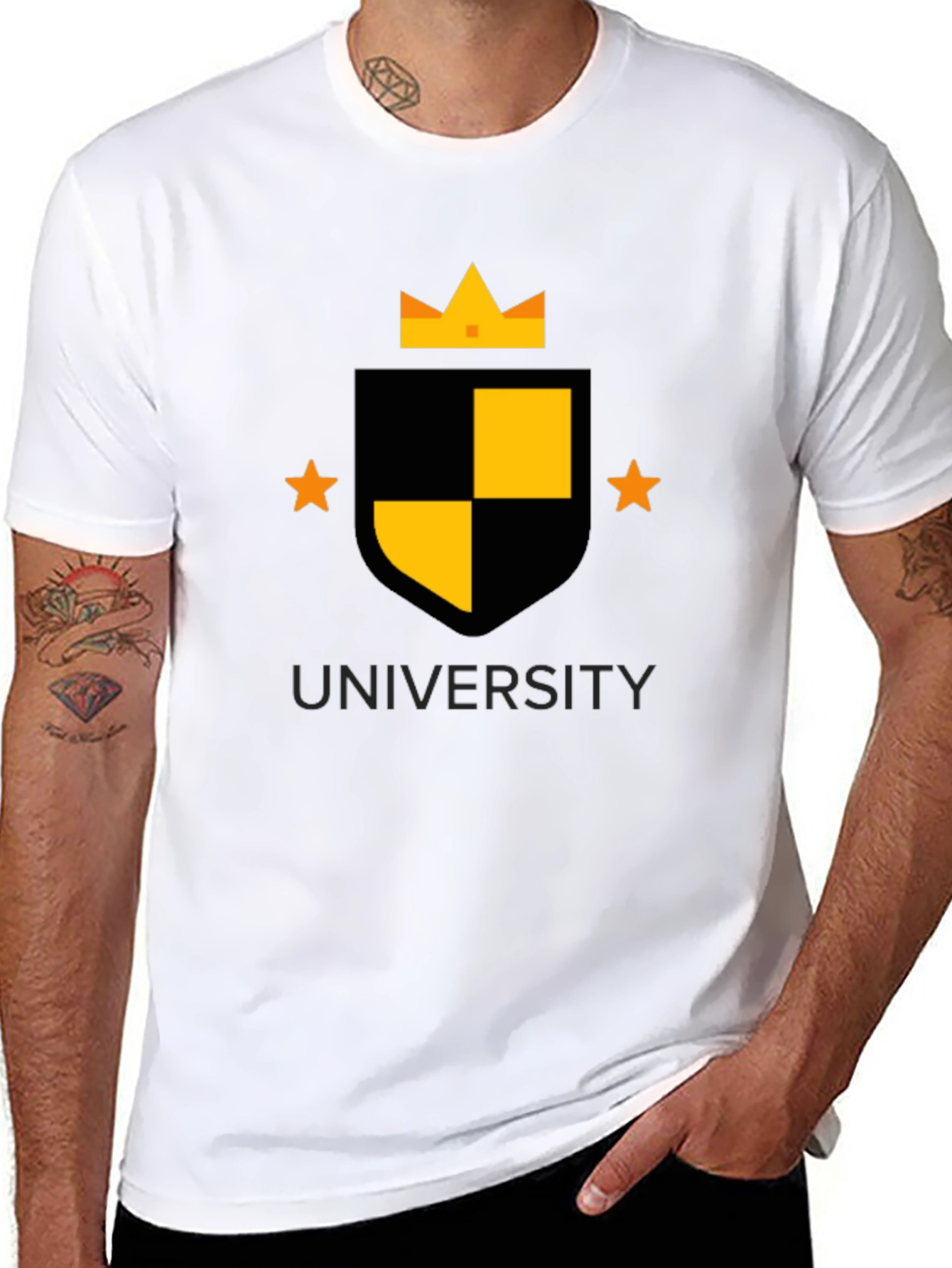 Black University Crest Graphic Tee - Black view 8