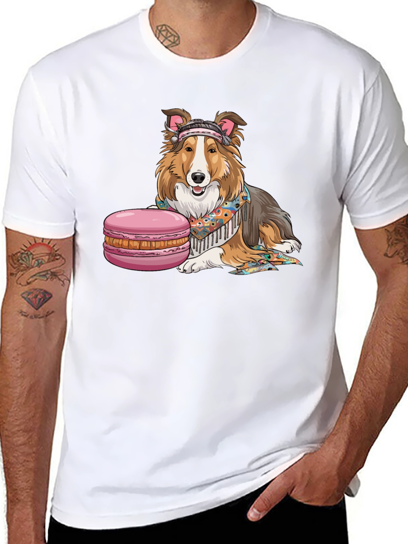 Dog with Macaron T-Shirt - 8