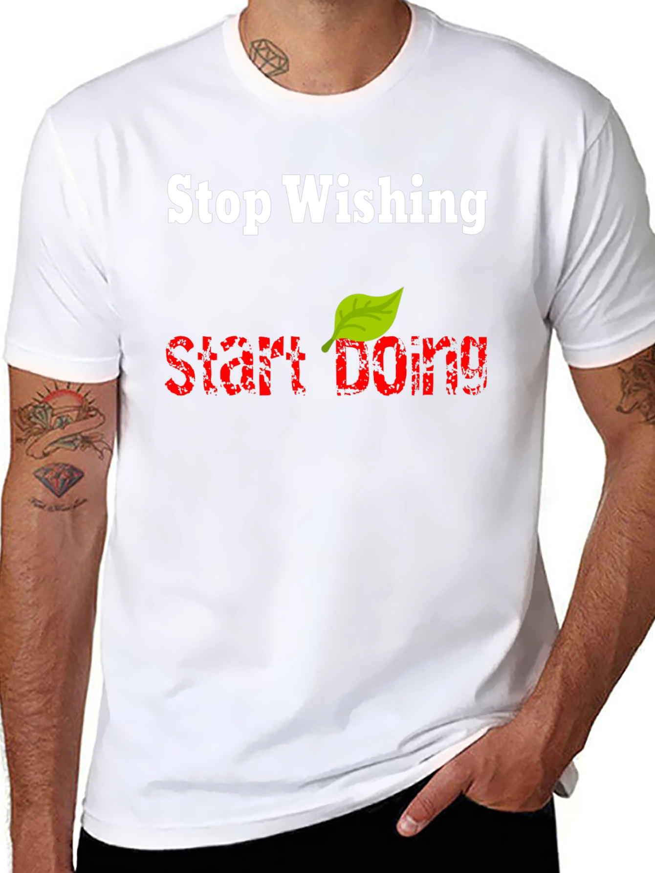 Black Stop Wishing Start Doing T-Shirt view 8