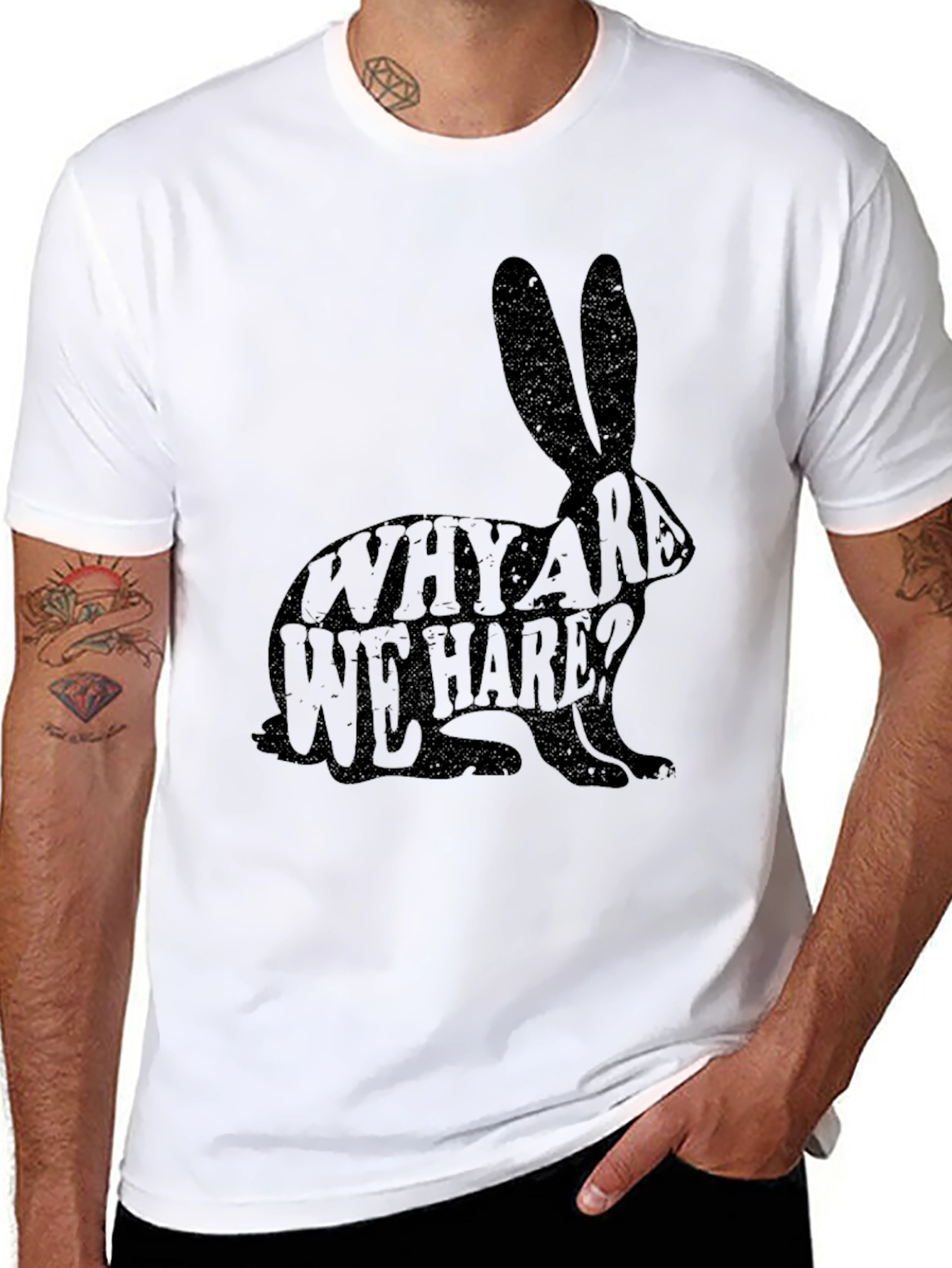 Why Are We Hare? Funny Rabbit Graphic Tee - 8