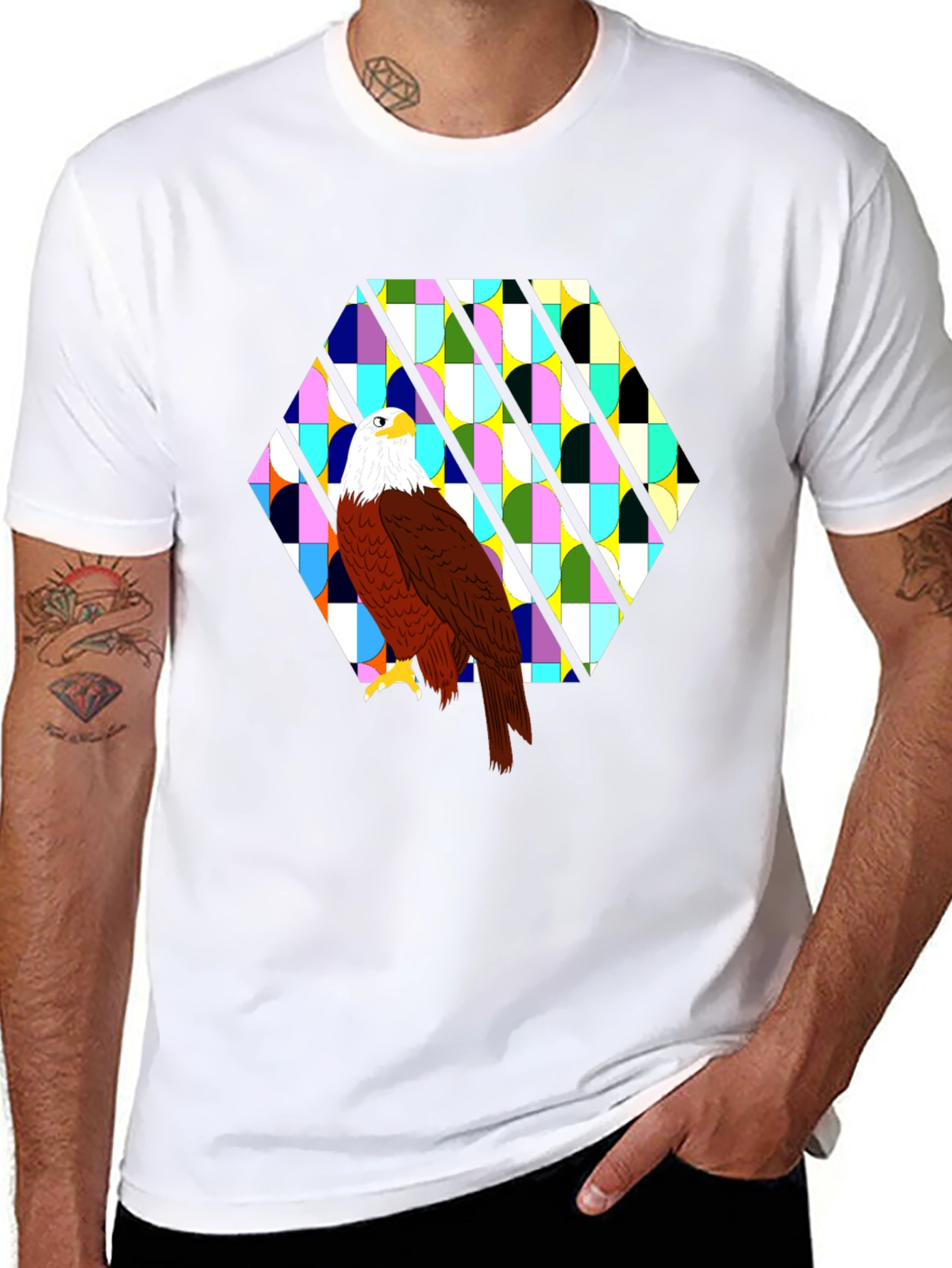 Black Eagle Geometric Tee - Bold Graphic Print view 8