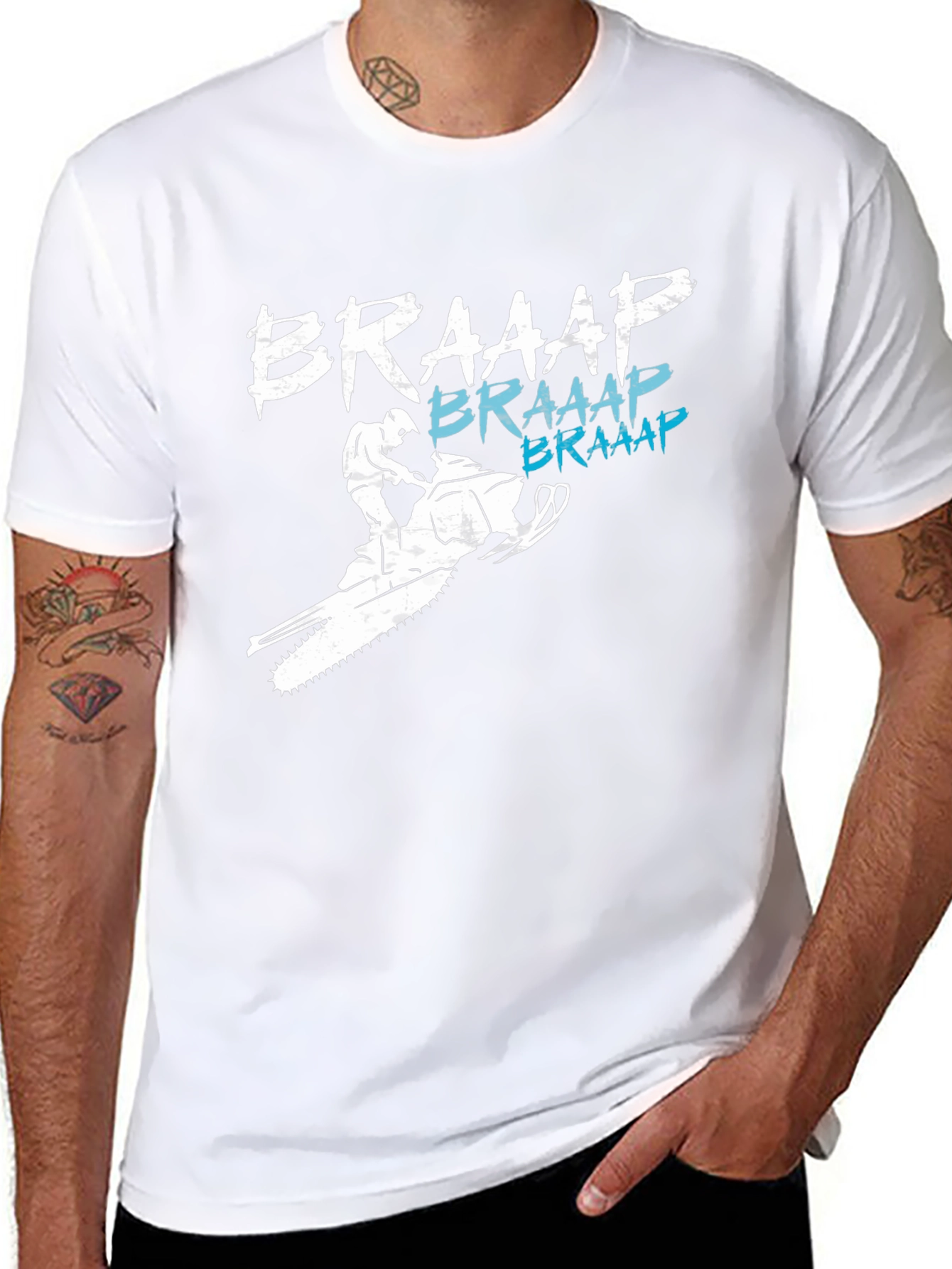 Black Braaap Snowmobile T-Shirt - Black Graphic Tee view 8