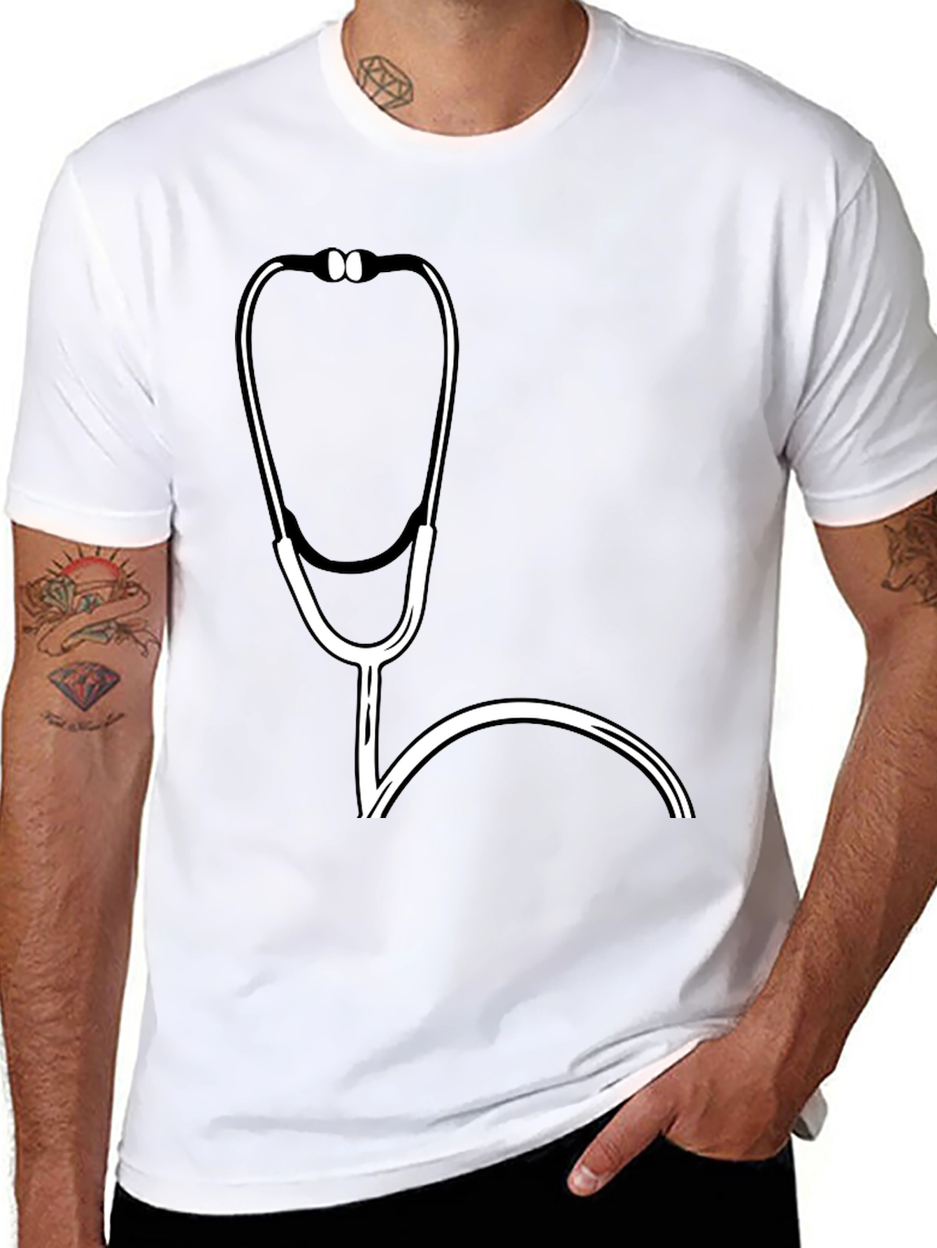 Black Doctor Stethoscope Graphic Tee - Medical Professional T-Shirt view 8