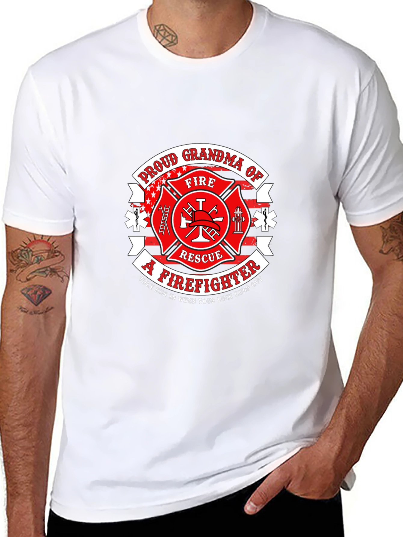 Black Proud Grandma Firefighter T-Shirt view 8