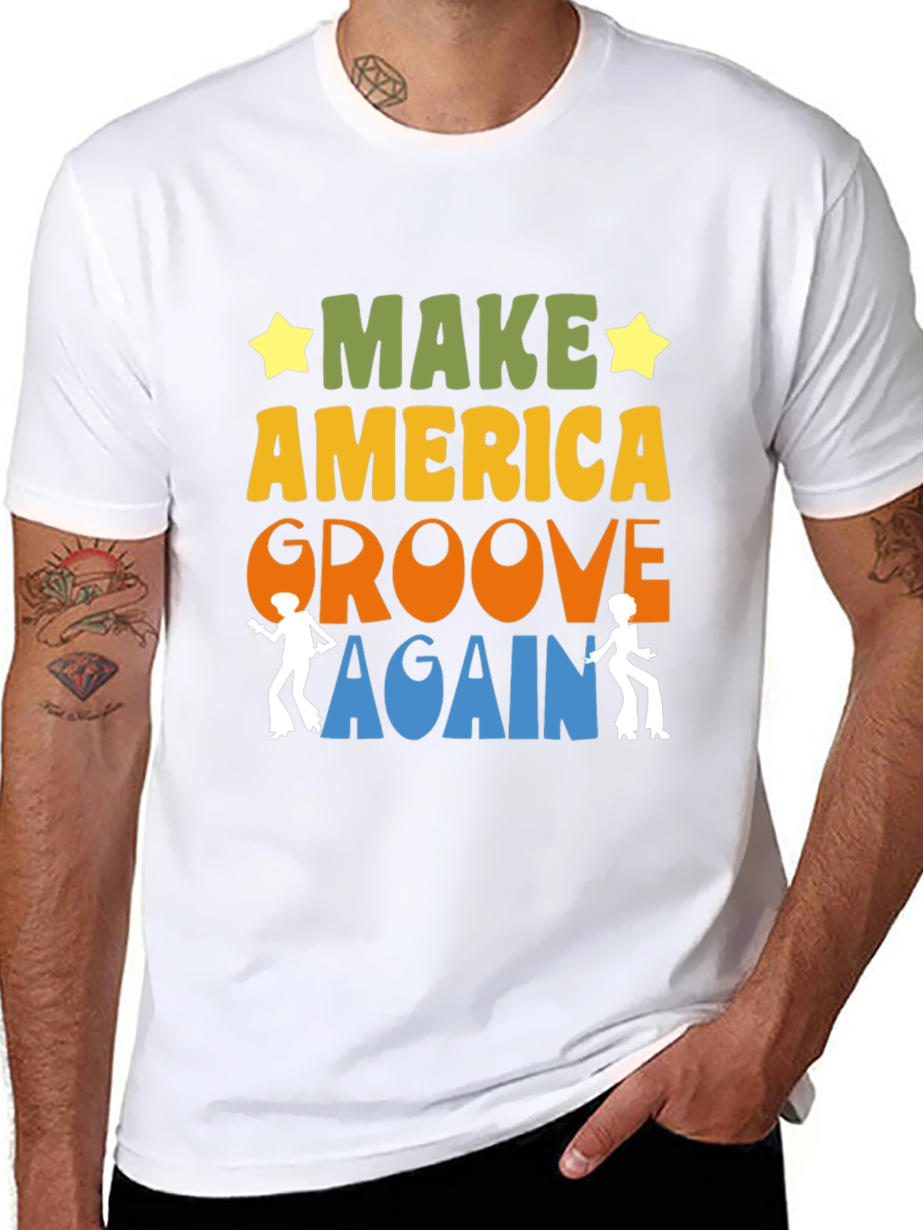 Black Make America Groove Again Retro T-Shirt view 8