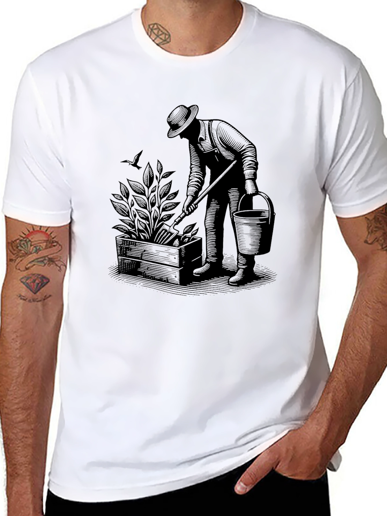Black Gardener Graphic T-Shirt - Vintage Style view 8