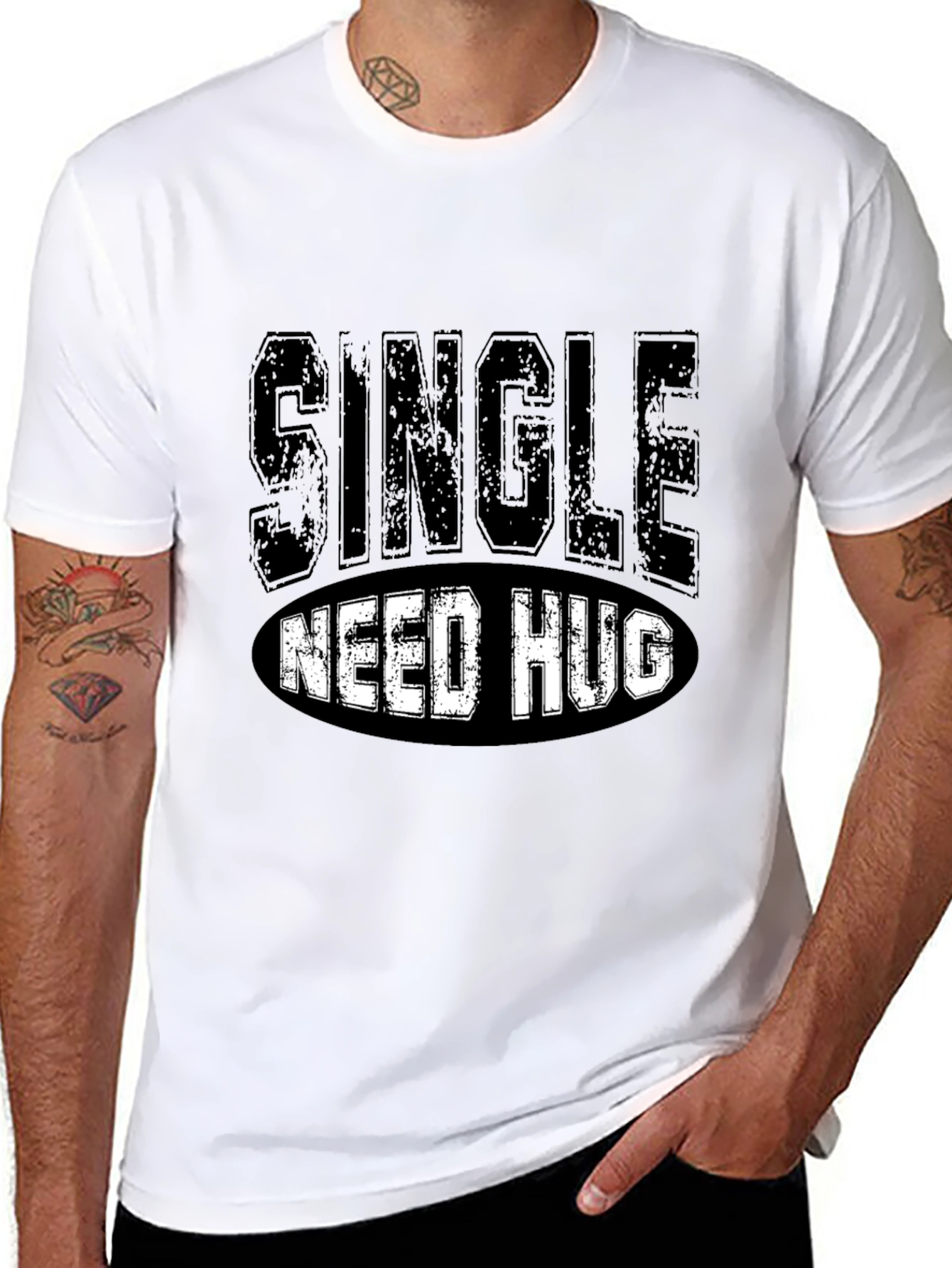 Black Single Need Hug Black Graphic T-Shirt view 8