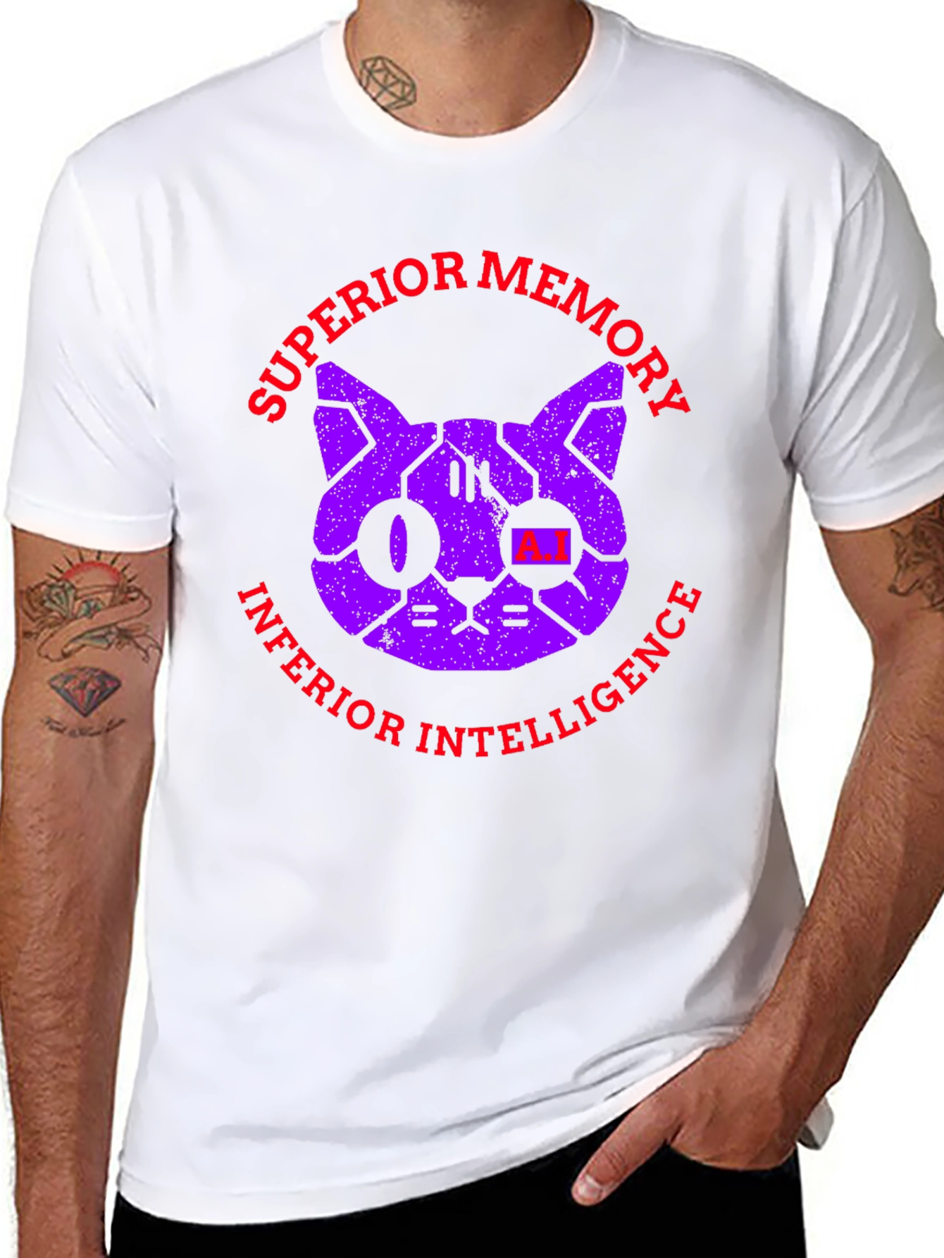 Black Superior Memory, Inferior Intelligence Graphic T-Shirt view 8