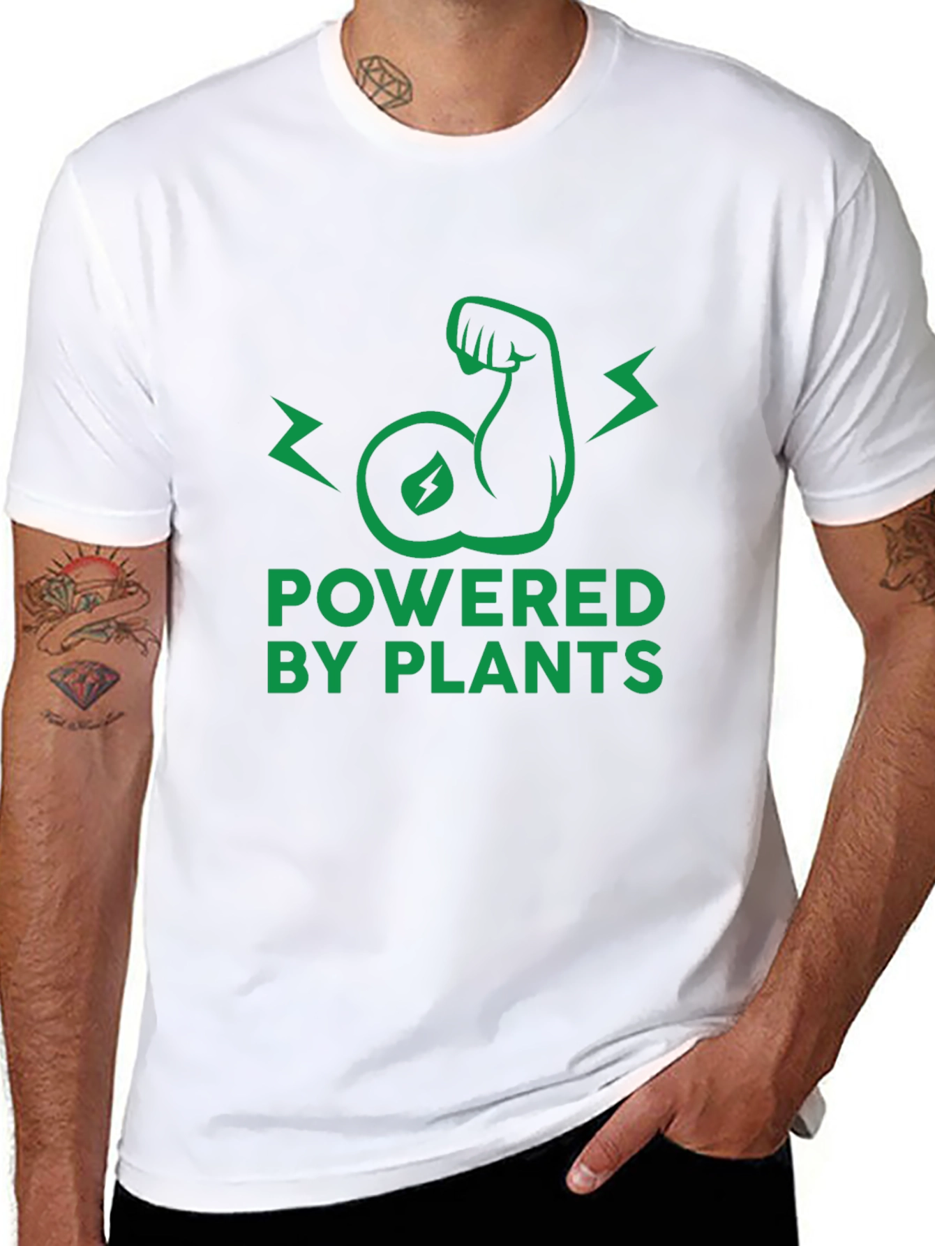Black Powered By Plants Vegan T-Shirt view 8