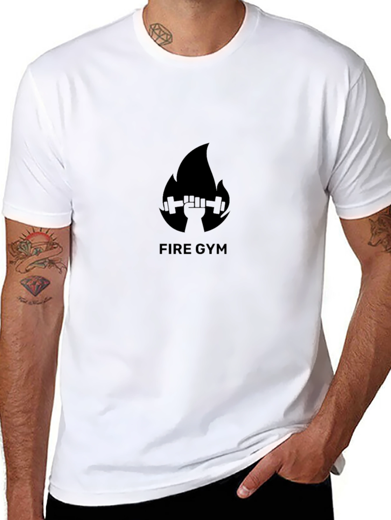 Black Fire Gym Black T-Shirt - Workout Motivation Apparel view 8