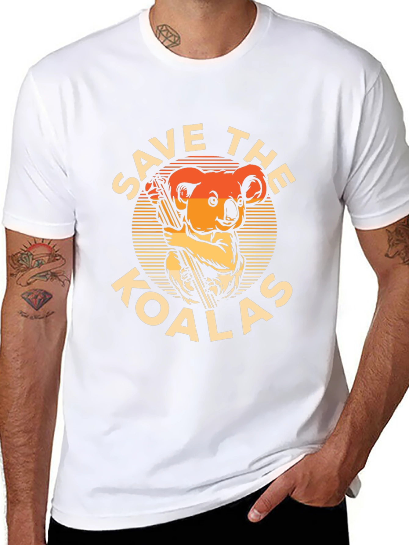 Black Save the Koalas Graphic T-Shirt - Black Cotton Tee view 8