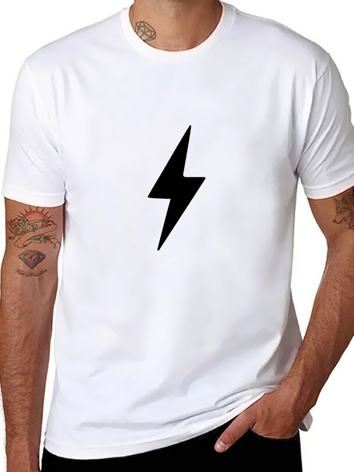 Black Black Lightning Bolt Graphic Tee view 8