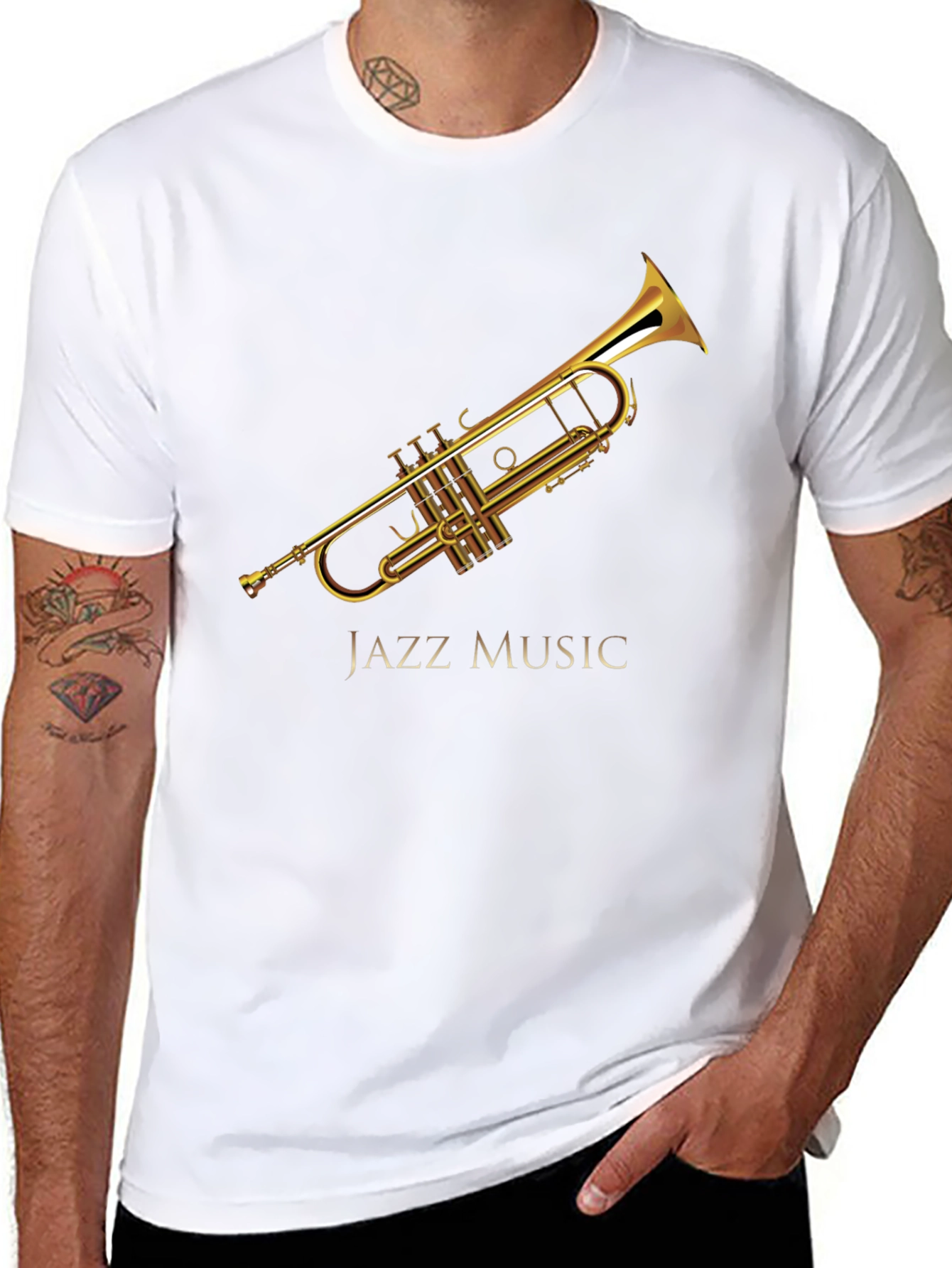 Black Jazz Music Trumpet Graphic Black T-Shirt view 8