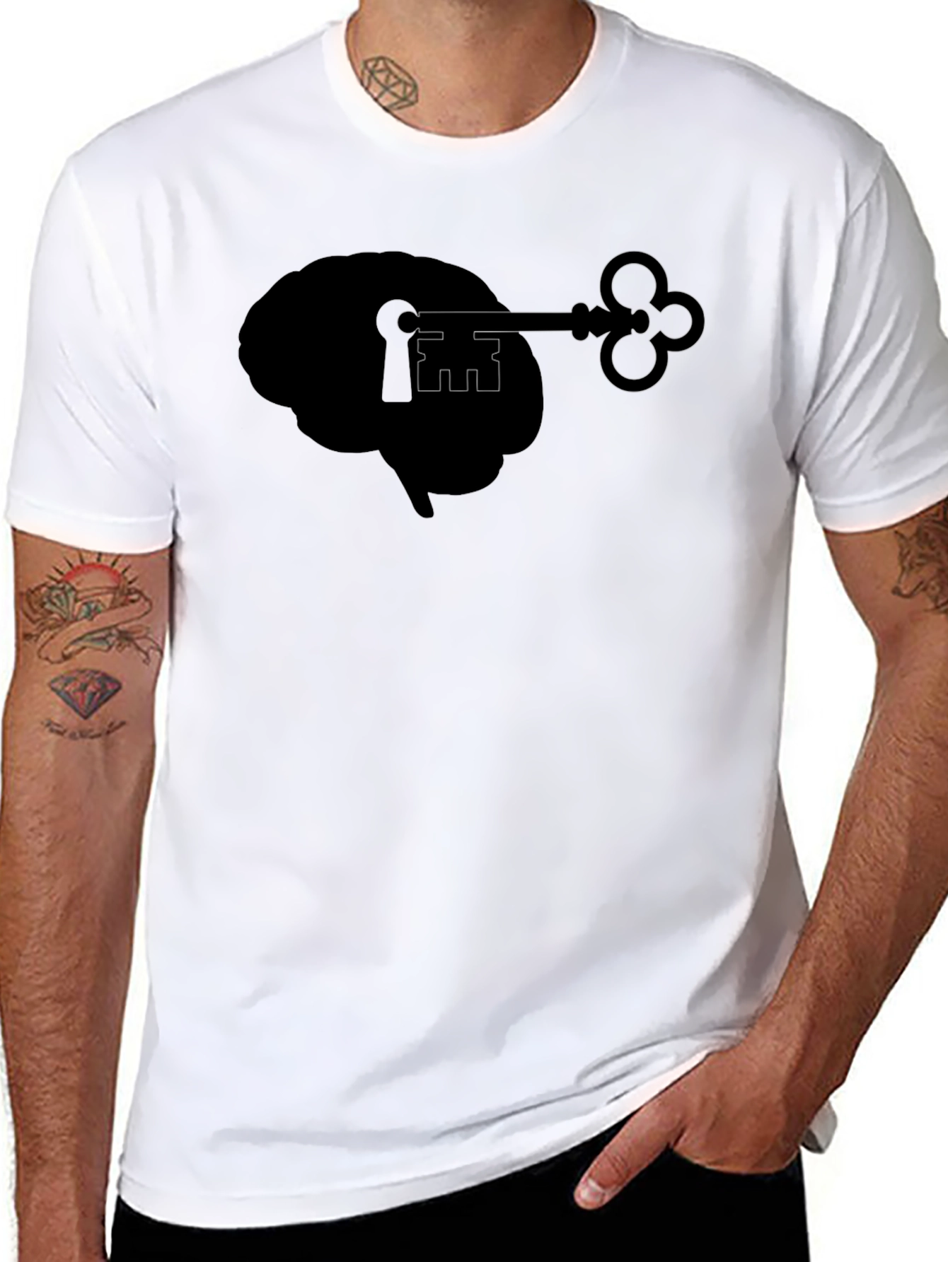 Unlock Your Mind T-Shirt - Brain & Key Design - 8