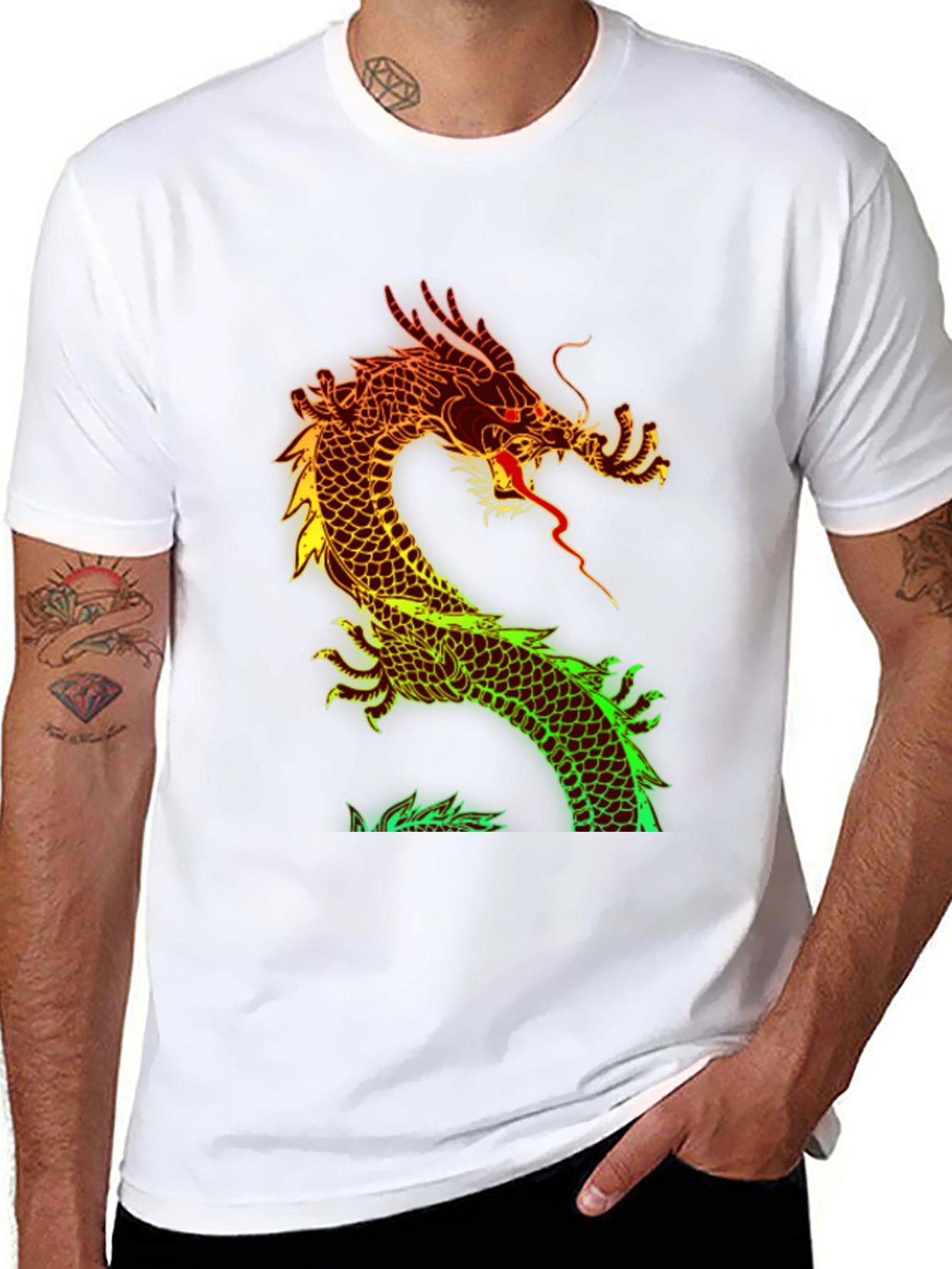Black Dragon Graphic Print Black T-Shirt view 8