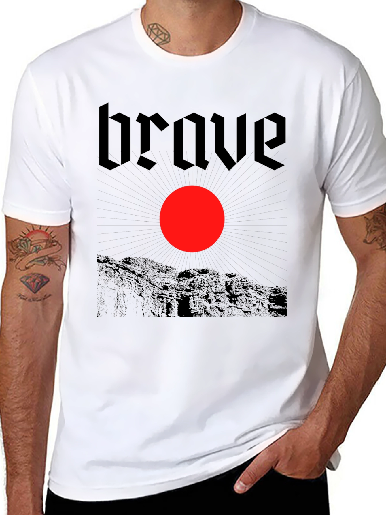 Black Brave Graphic Tee - Black Cotton T-Shirt view 8