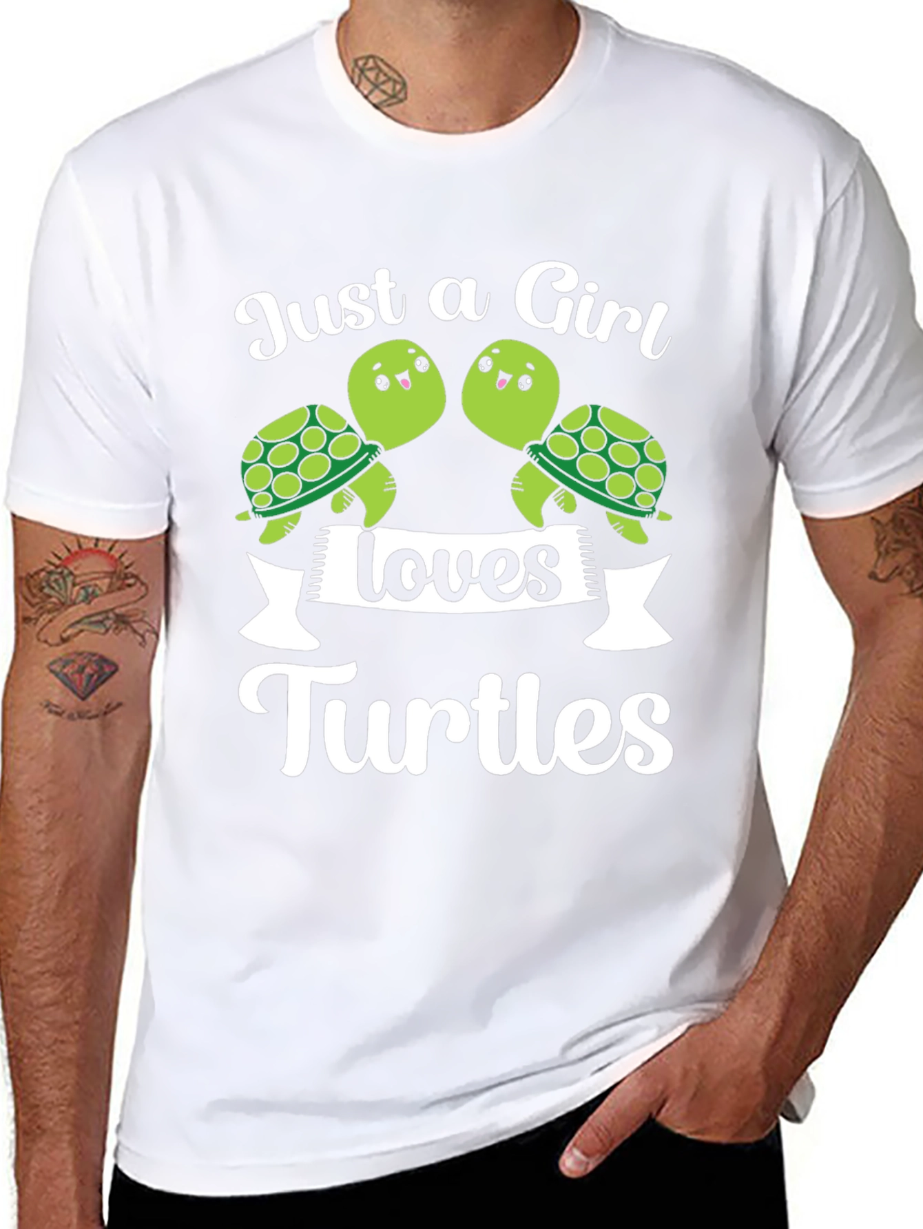 Black Just a Girl Loves Turtles T-Shirt view 8