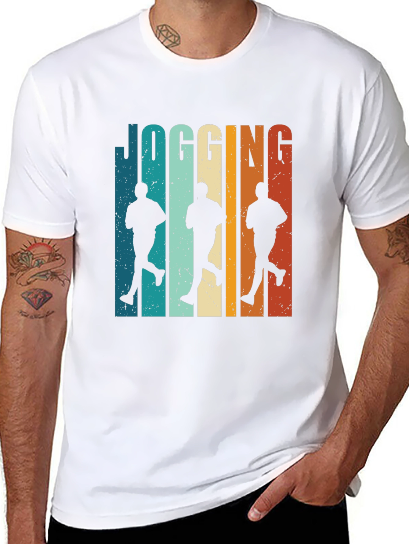 Black Retro Jogging Graphic Tee - Cool Runner Design view 8
