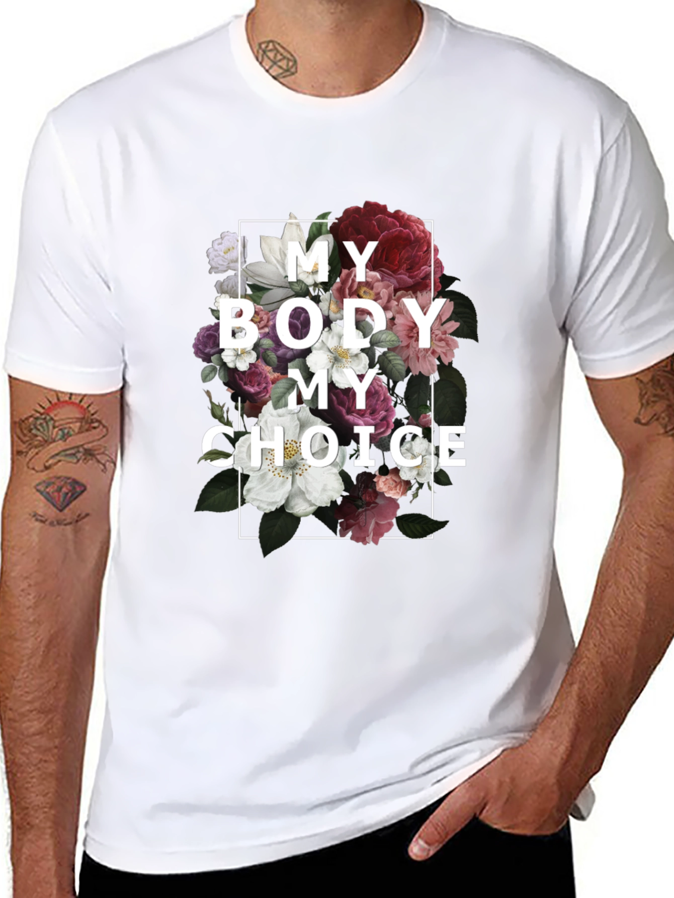 Black Floral My Body My Choice T-Shirt view 8