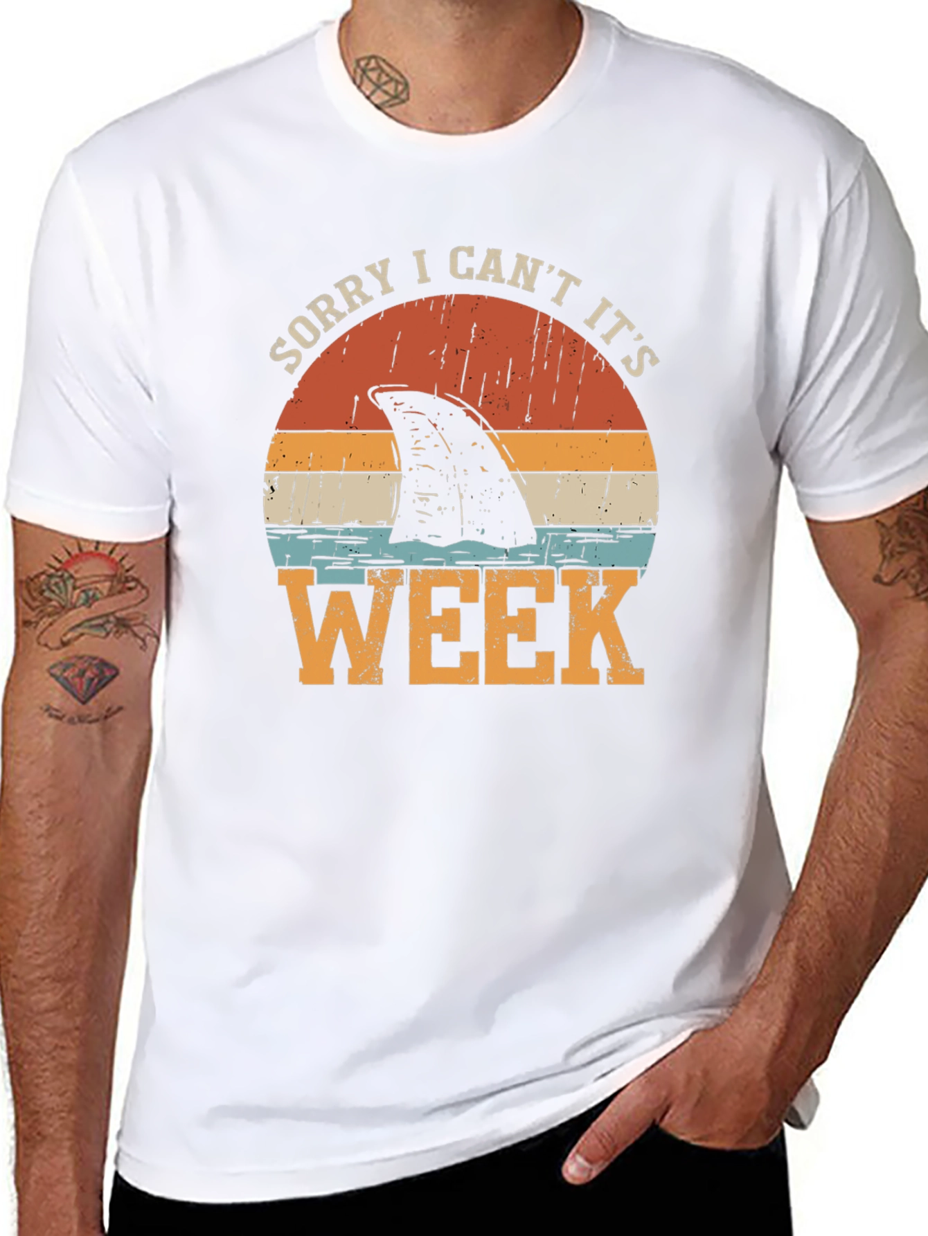 Black Sorry I Can't It's Shark Week Graphic Tee view 8