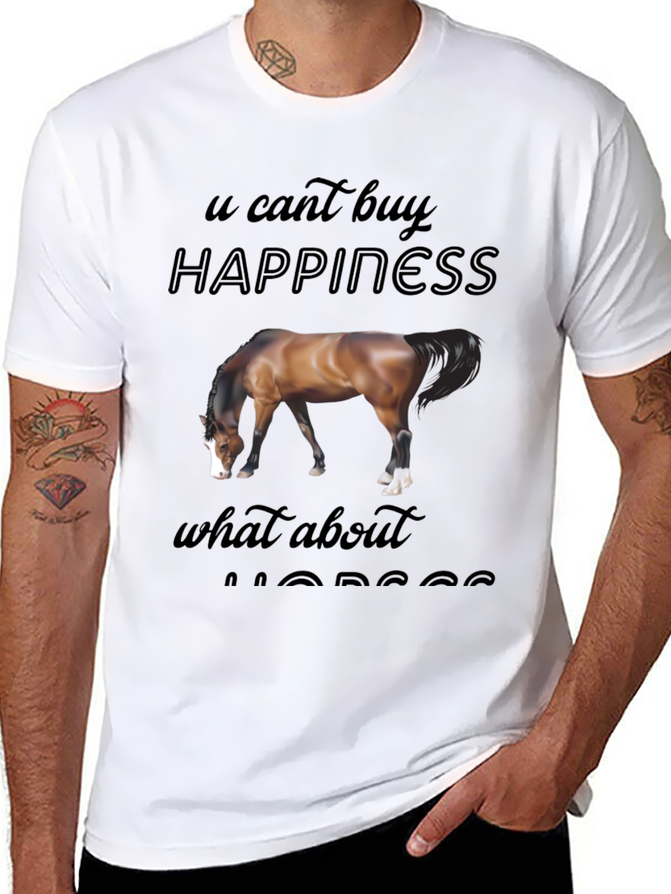 Black Horse Lover T-Shirt: Can't Buy Happiness? What About Horses? view 8