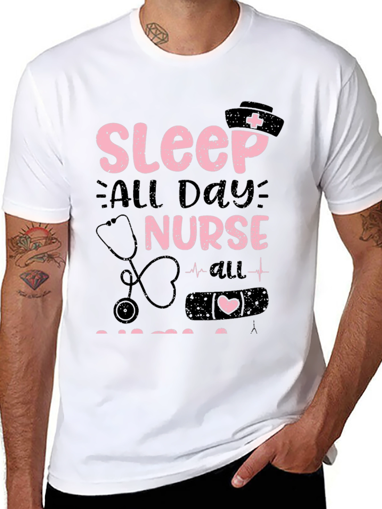 Black Sleep All Day Nurse T-Shirt view 8