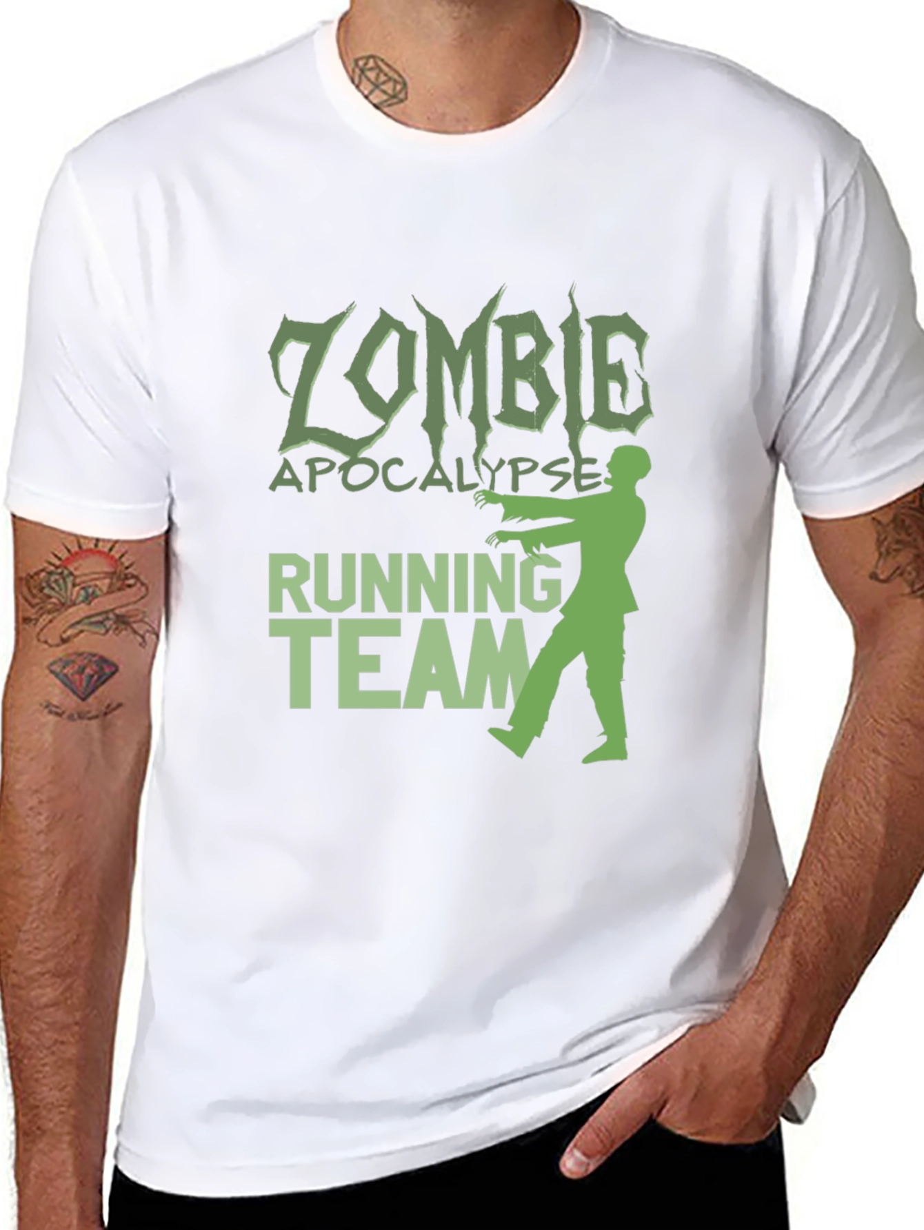 Black Zombie Apocalypse Running Team Graphic T-Shirt view 8