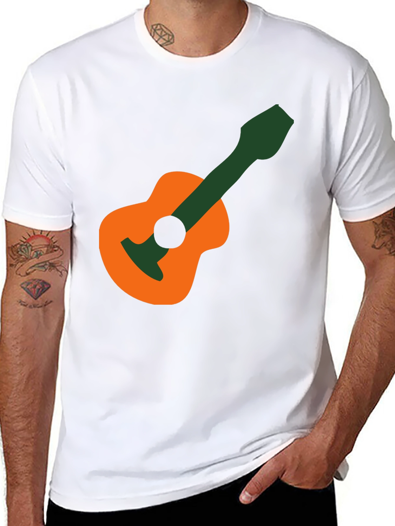 Black Guitar Graphic T-Shirt - Black Cotton Tee view 8