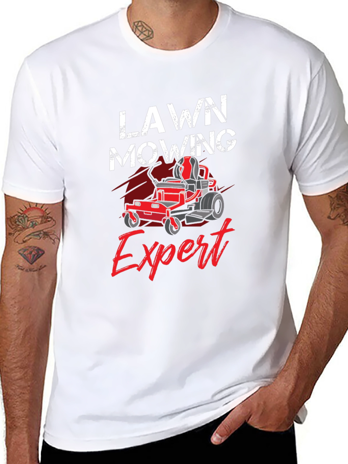 Black Lawn Mowing Expert T-Shirt view 8