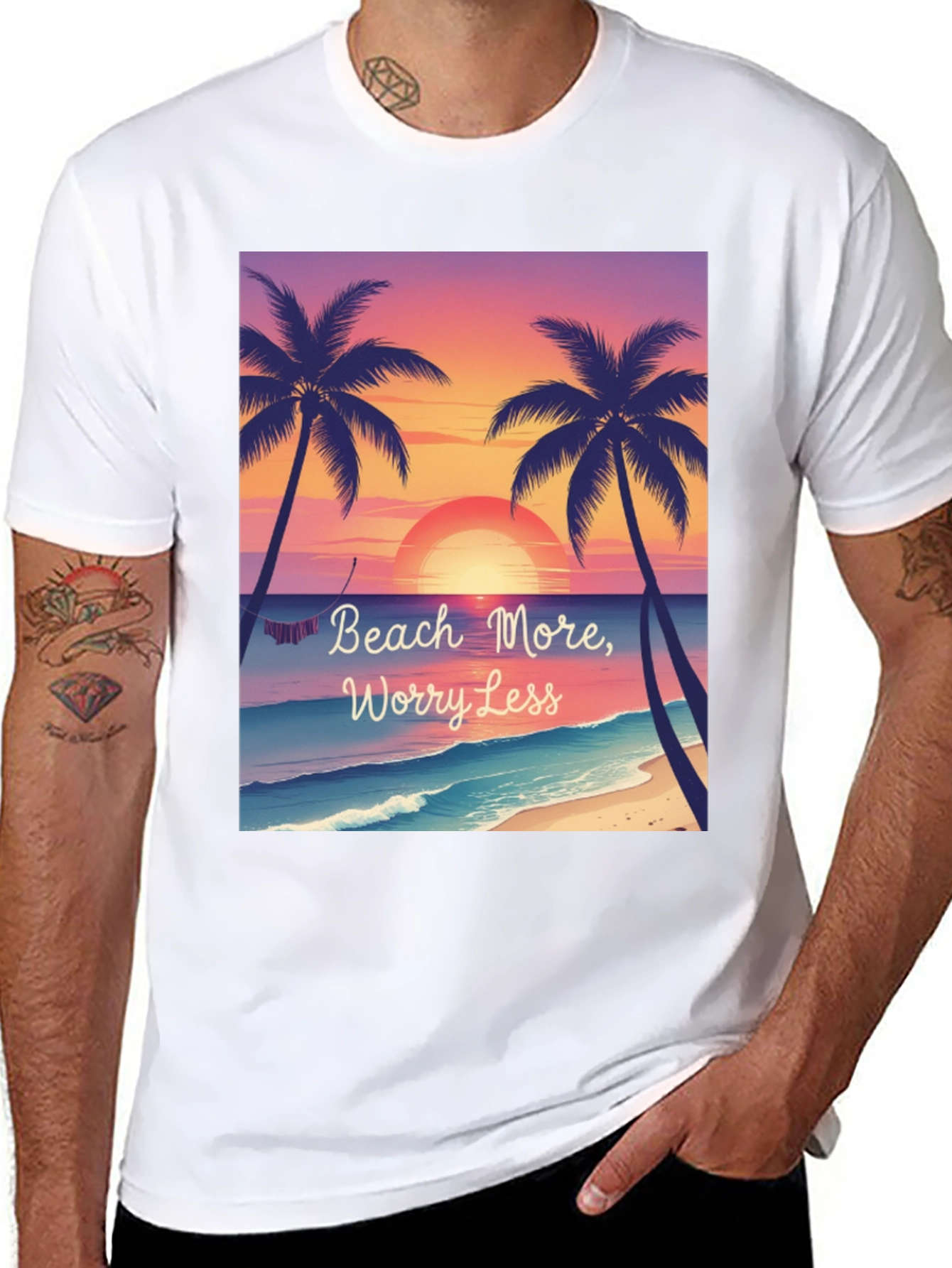 Black Beach More Worry Less T-Shirt view 8