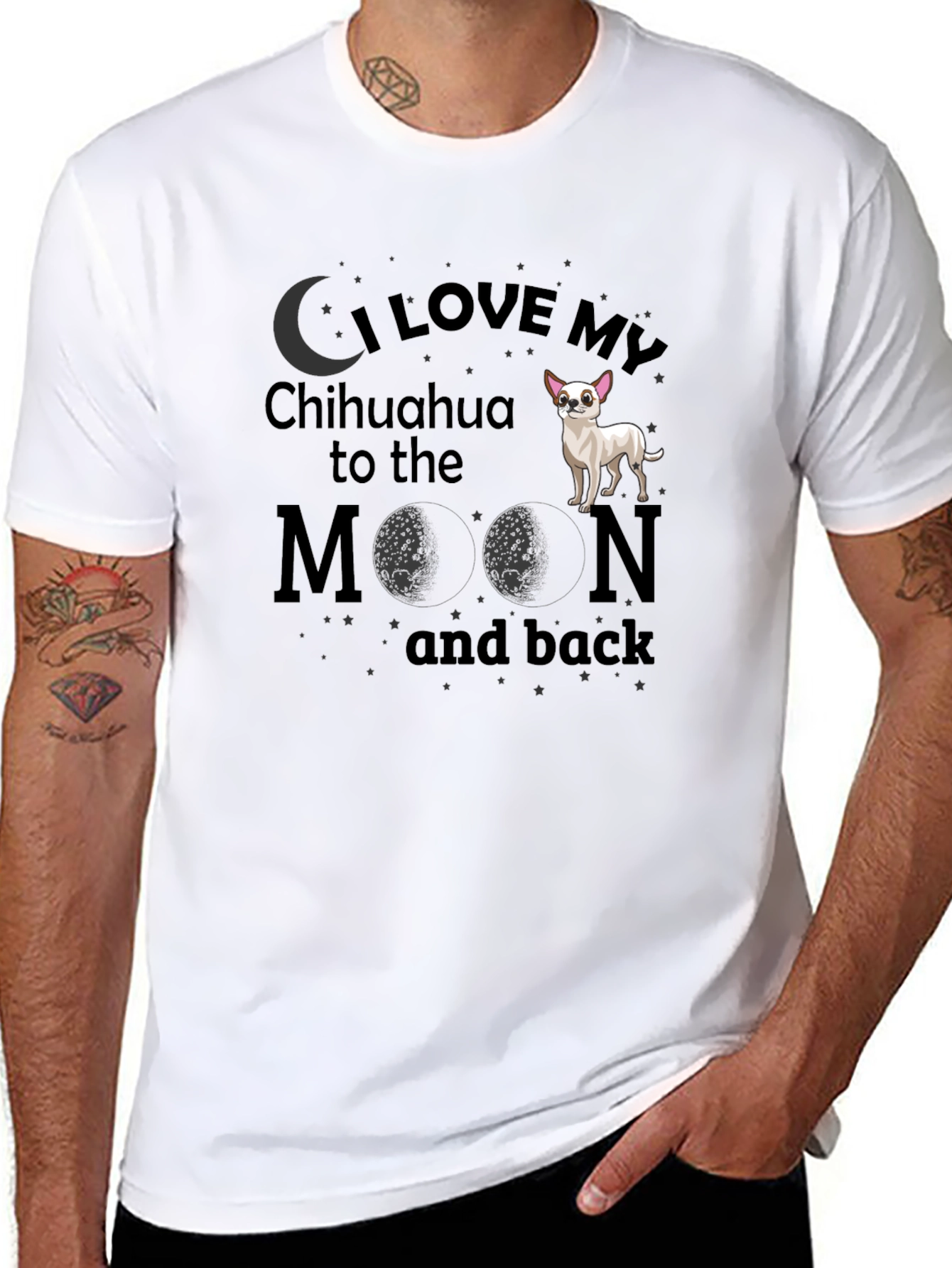 Black I Love My Chihuahua to the Moon and Back T-Shirt view 8