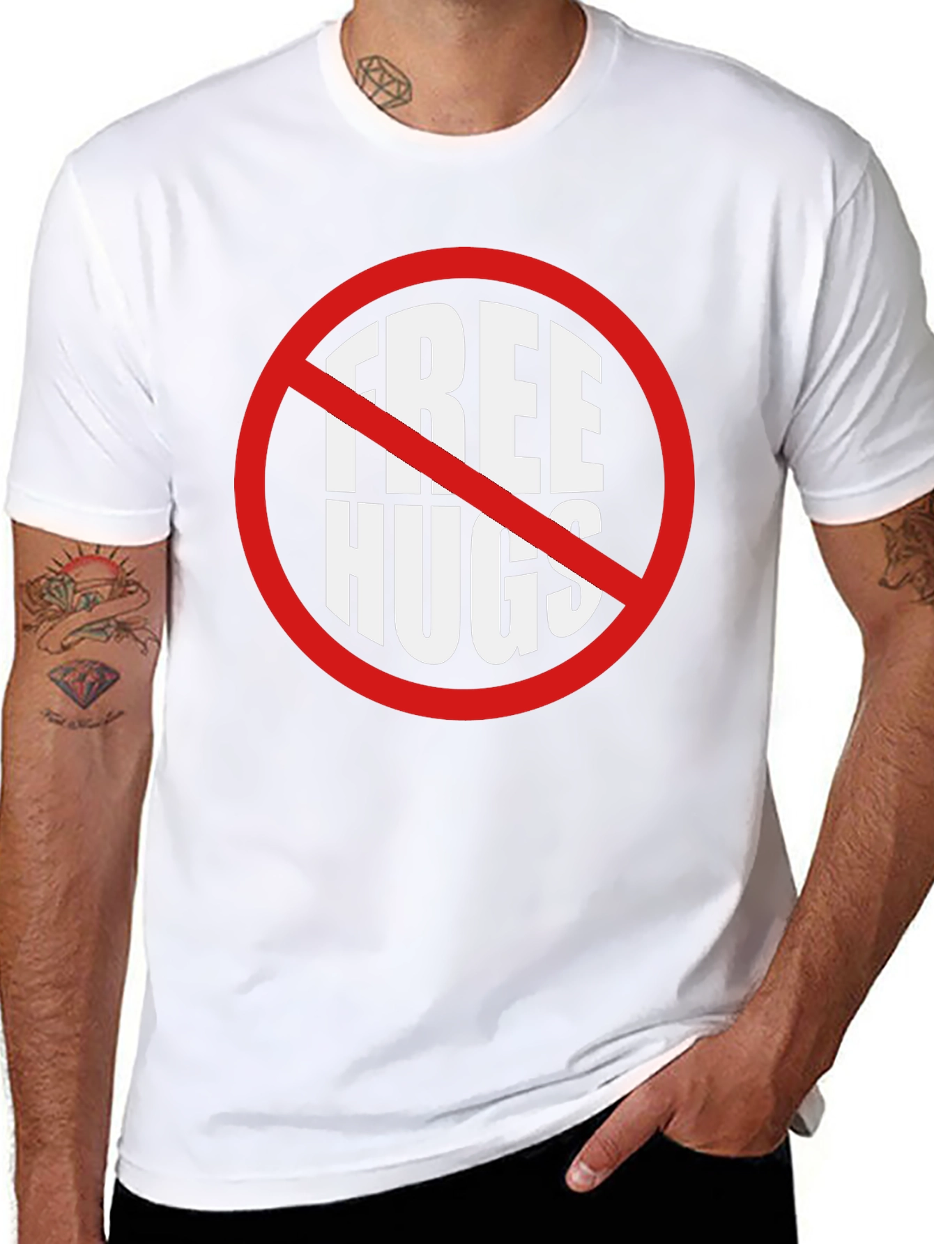Black No Free Hugs Graphic Tee - Sarcastic Humor Shirt view 8